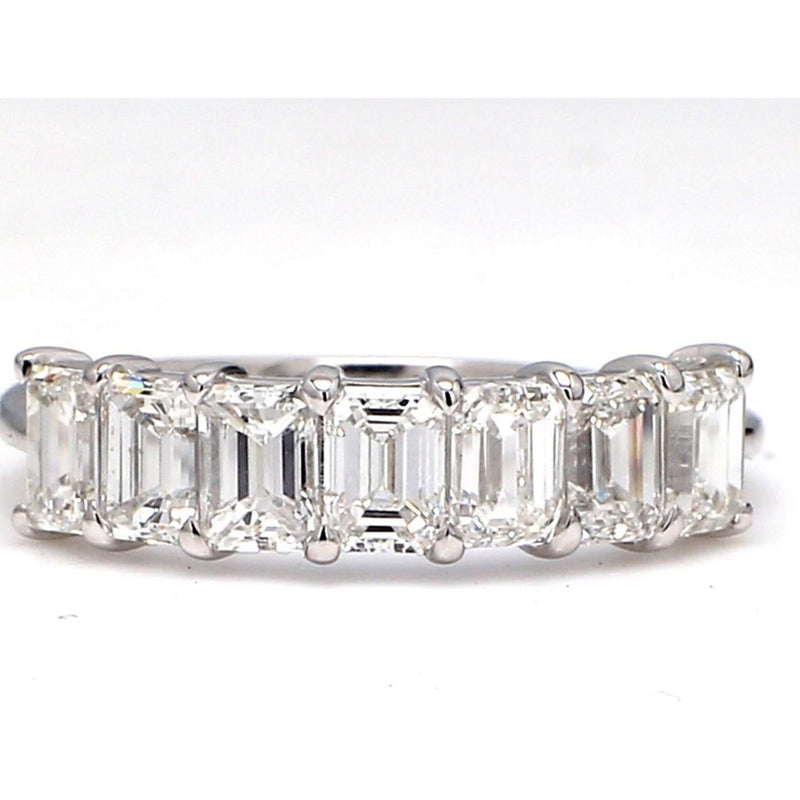 Ninacci Platinum 7-Stone Emerald Cut Diamond Band Ring - 1.82 Carat Total Diamond Weight - Size 6.75