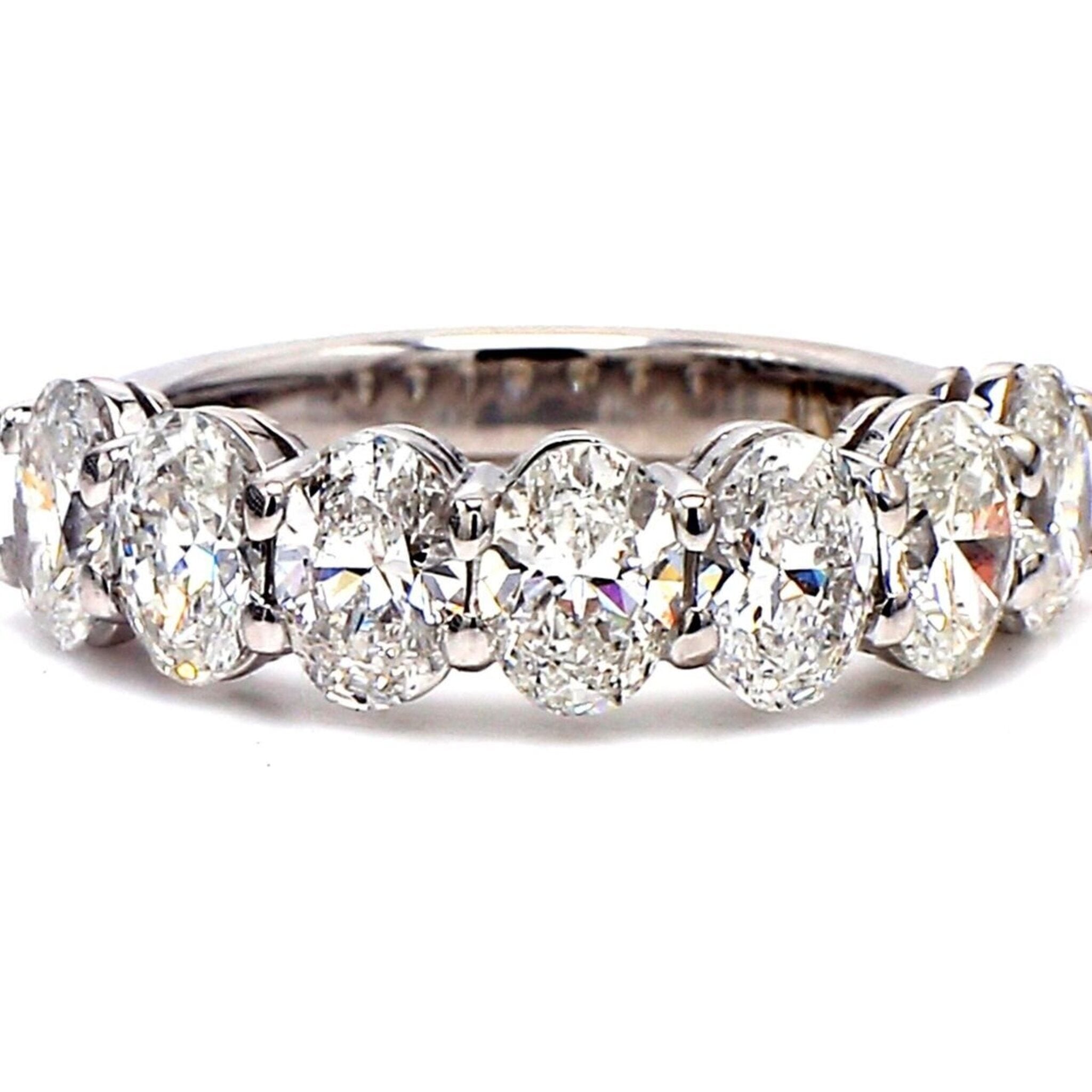 Ninacci Platinum 7-Stone Oval Cut Diamond Band - D2.17 Carat Total Diamond Weight - Size 6