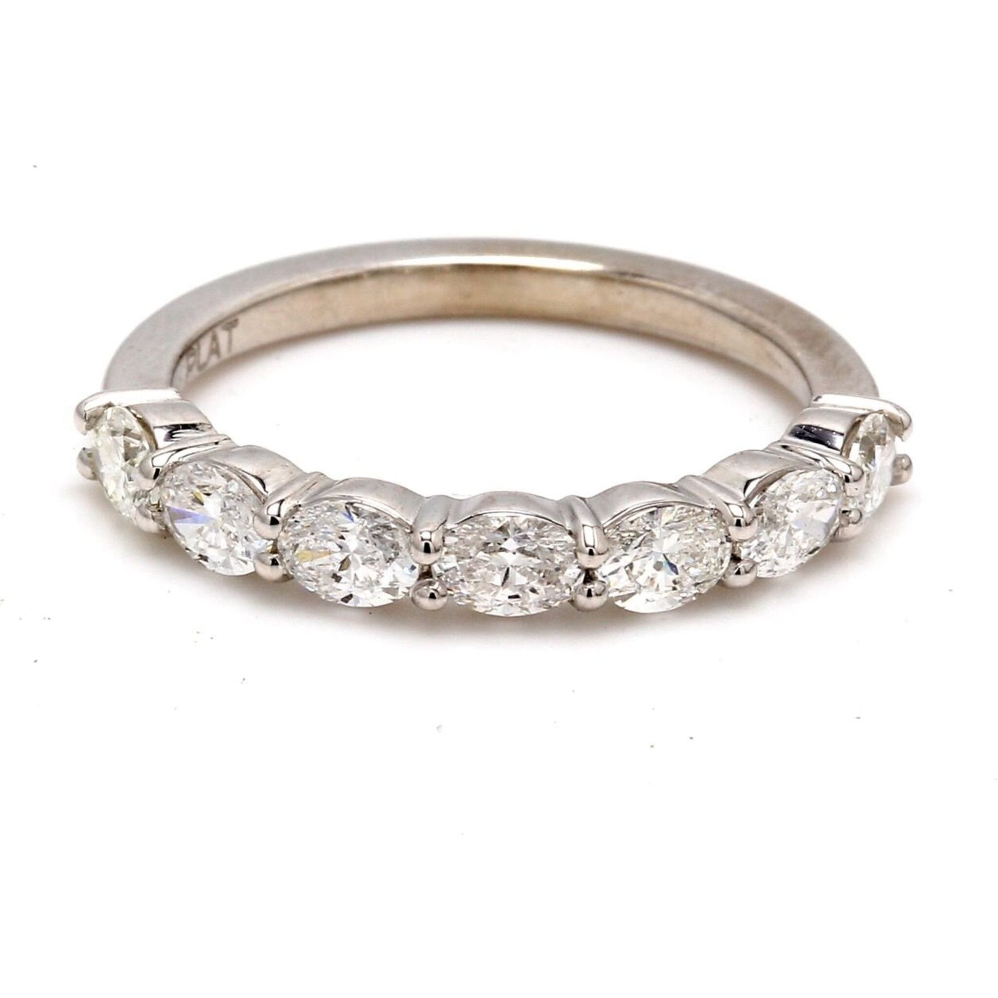 Ninacci Platinum 7-Stone Oval Diamond Band - 0.95 Carat Total Diamond Weight - Size 6.5