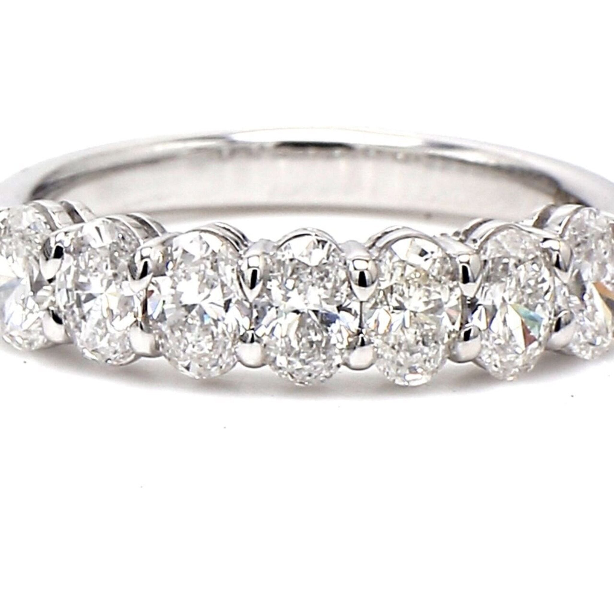 Ninacci Platinum 7-Stone Oval Diamond Band - 1.30 Carat Total Diamond Weight - Size 7