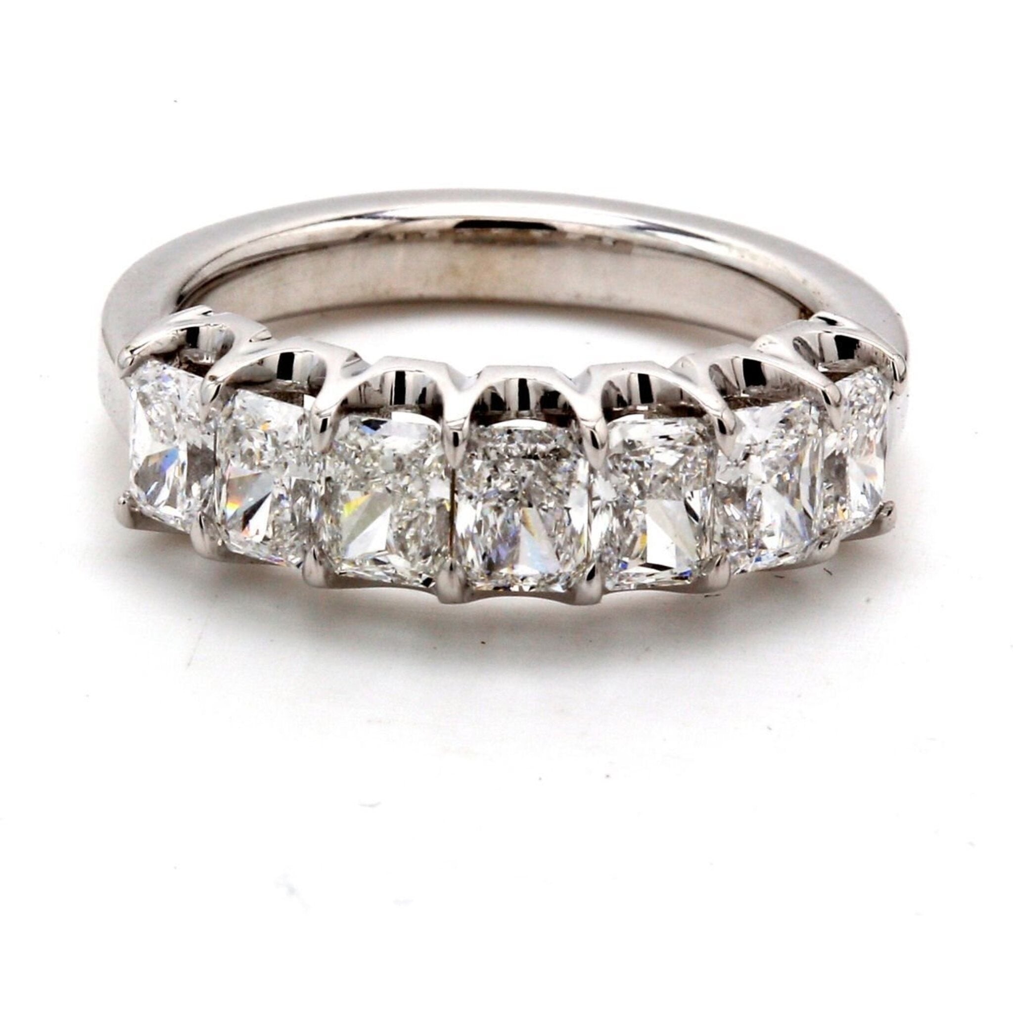 Ninacci Platinum 7-Stone Radiant Diamond Band - 1.84 Carat Total Diamond Weight - Size 6.0