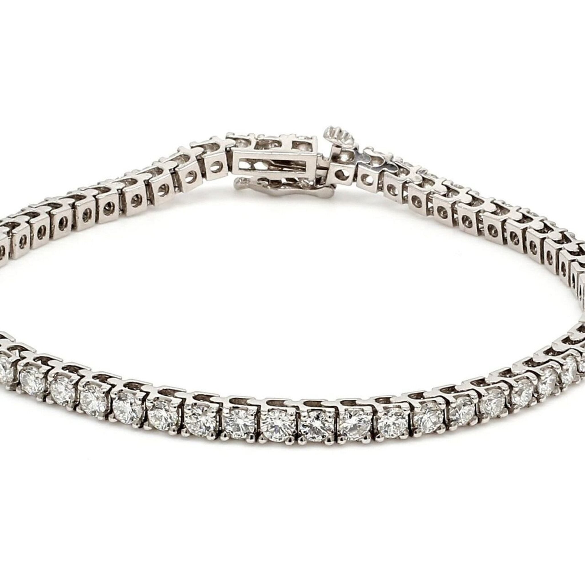 Ninacci Platinum 7" Tennis Bracelet with 4.44 Carats Round Diamonds