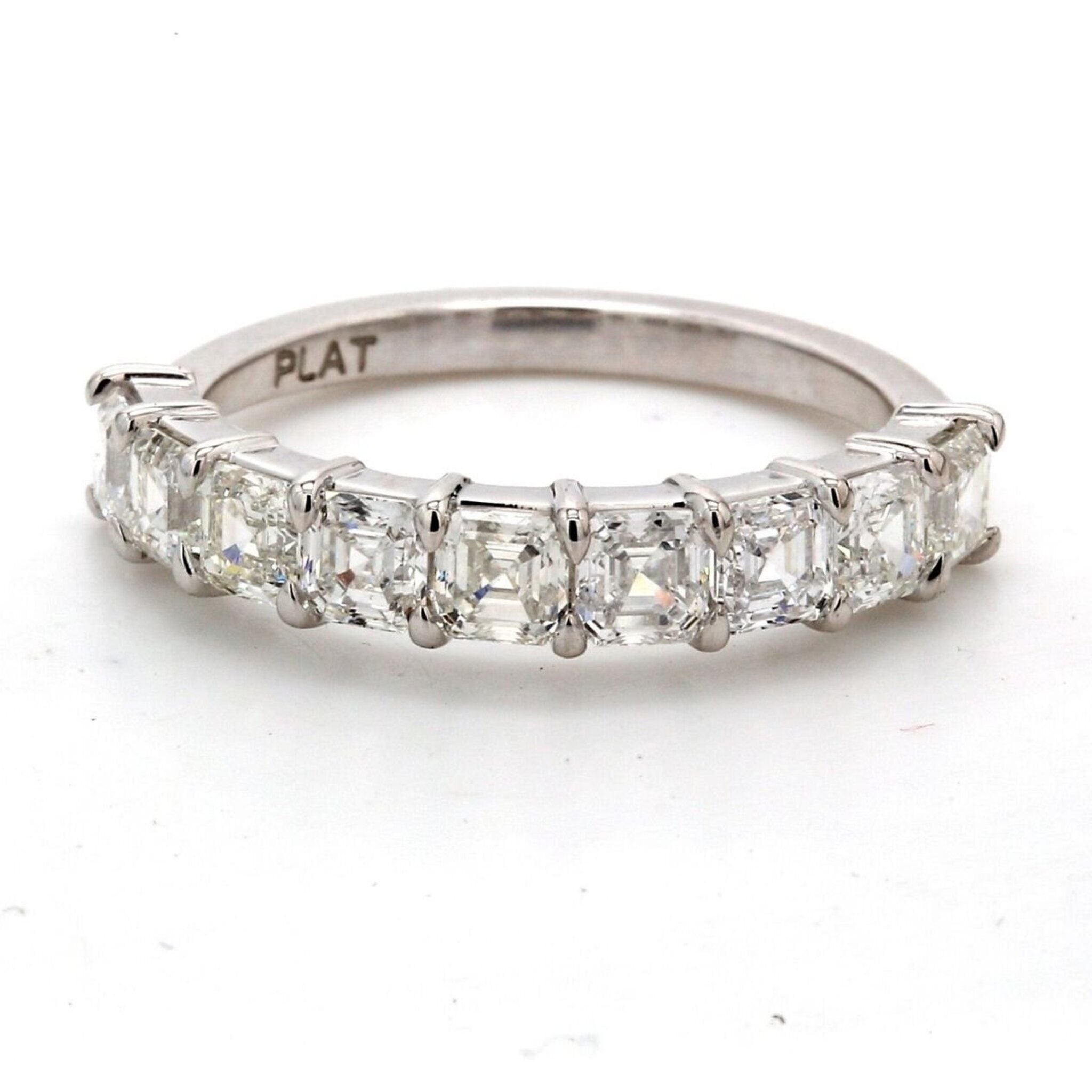Ninacci Platinum 9-Stone Asscher-Cut Diamond Band - 1.68 Carat Total Diamond Weight - Size 6.0