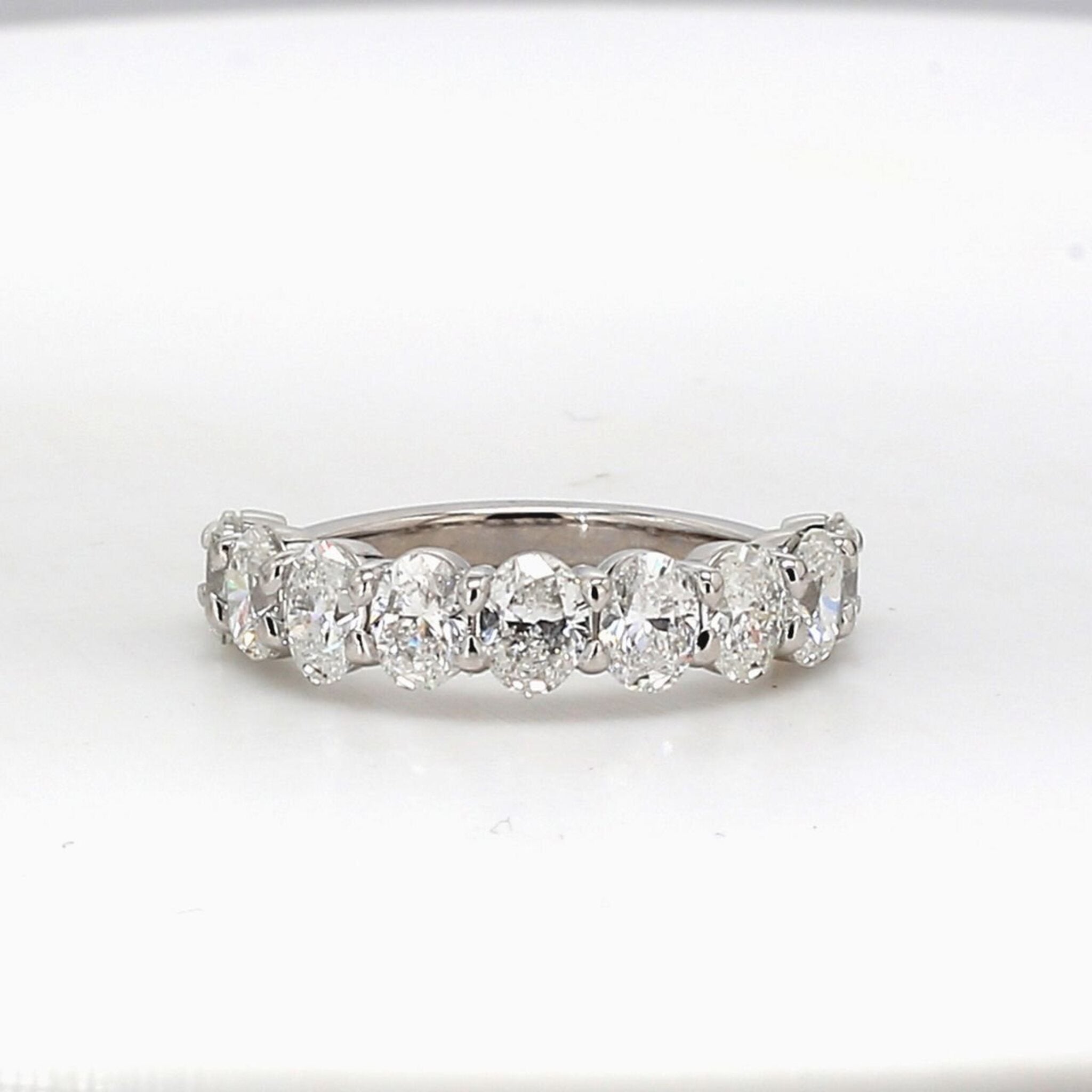 Ninacci Platinum 9-Stone Band with Oval Diamonds - 2.27 Carat Total Diamond Weight - Size 6.0