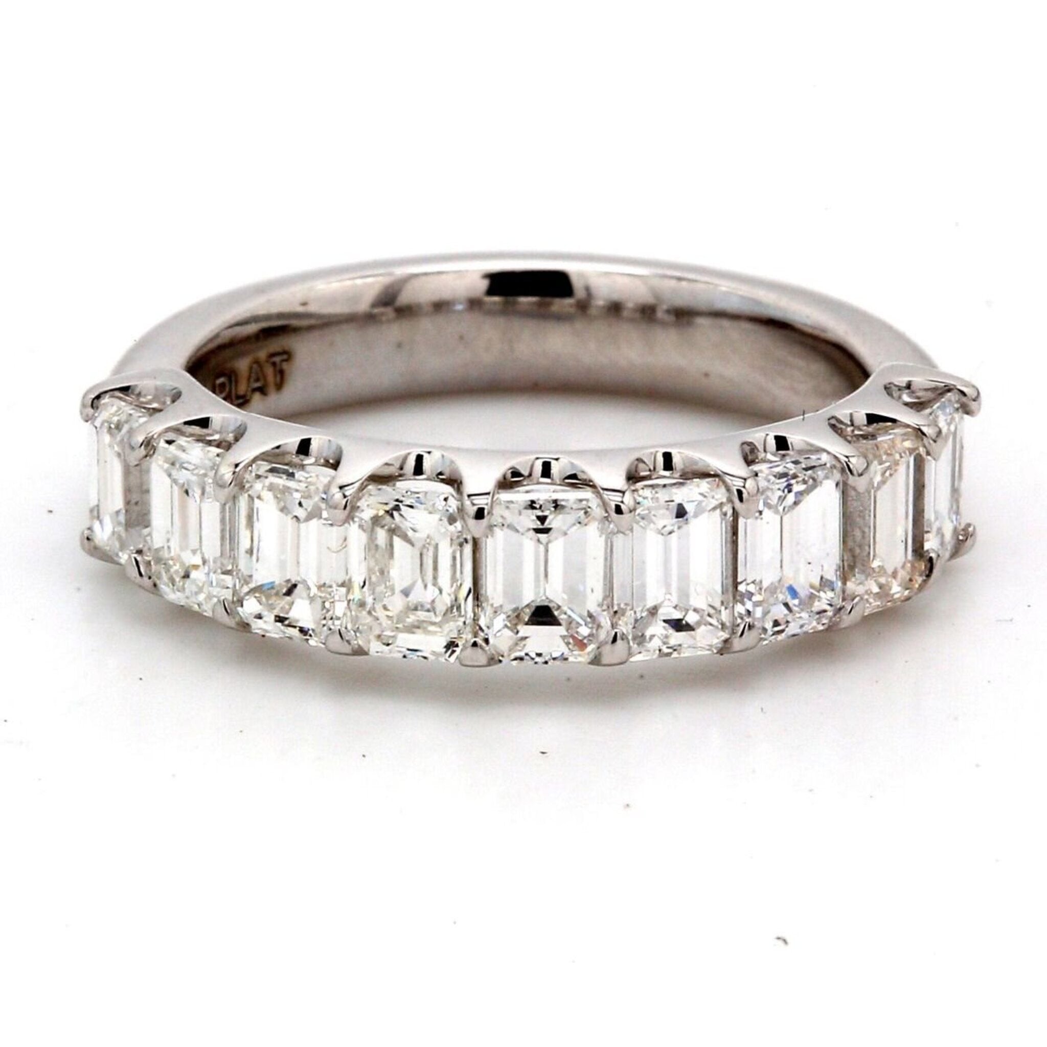 Ninacci Platinum 9-Stone Band with U-Prong Set Emerald Cut Diamonds - 1.76 Carat Total Diamond Weight - Size 5.0