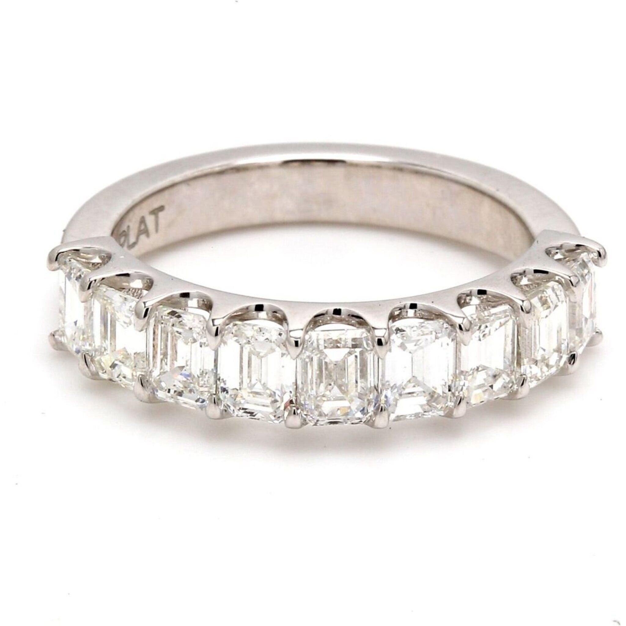 Ninacci Platinum 9-Stone Emerald Cut Diamond Band - 1.80 Carats Total Weight - Size 5