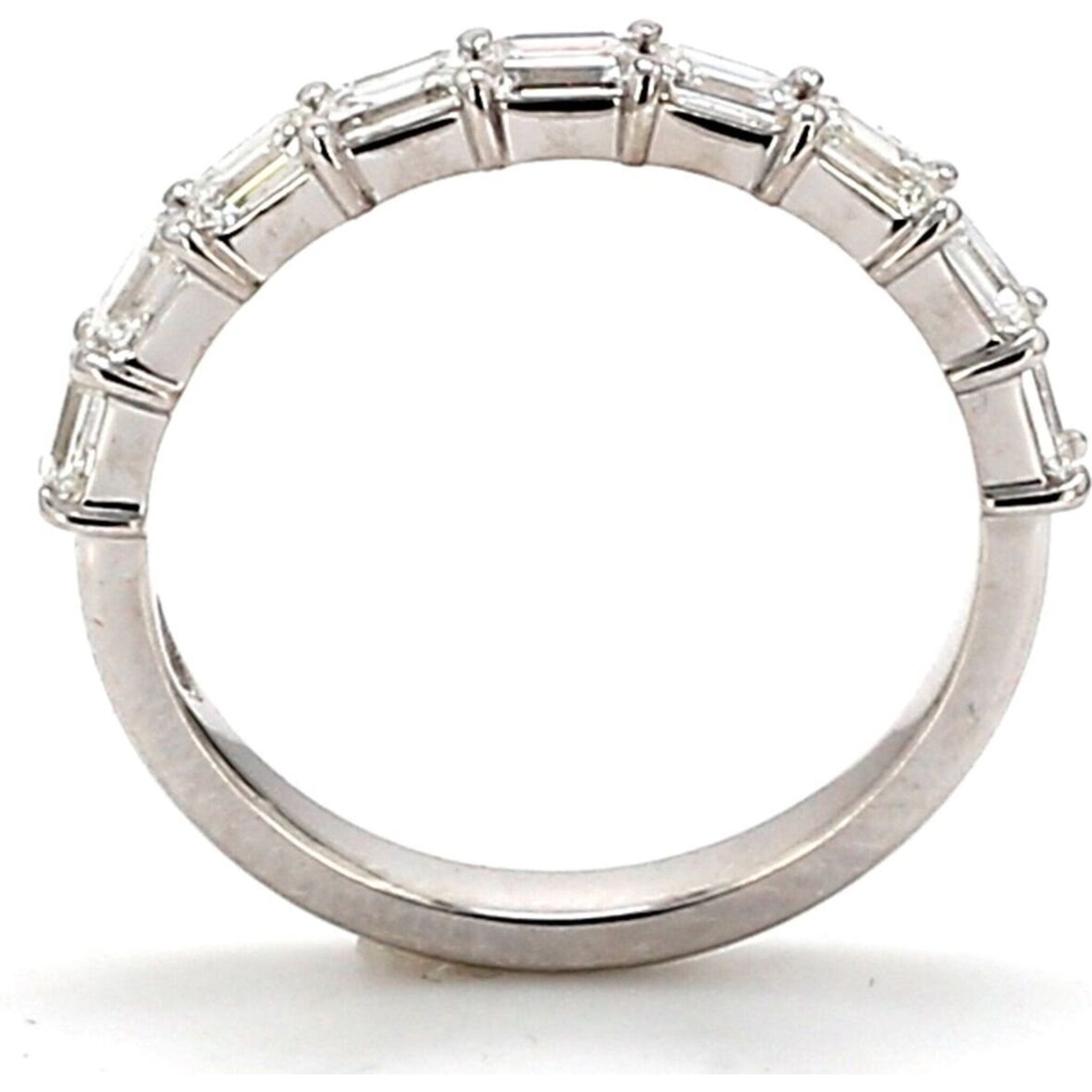 Ninacci Platinum 9-Stone Emerald-Cut Diamond Band Ring - 1.02 Carats Total Weight - Size 6.0