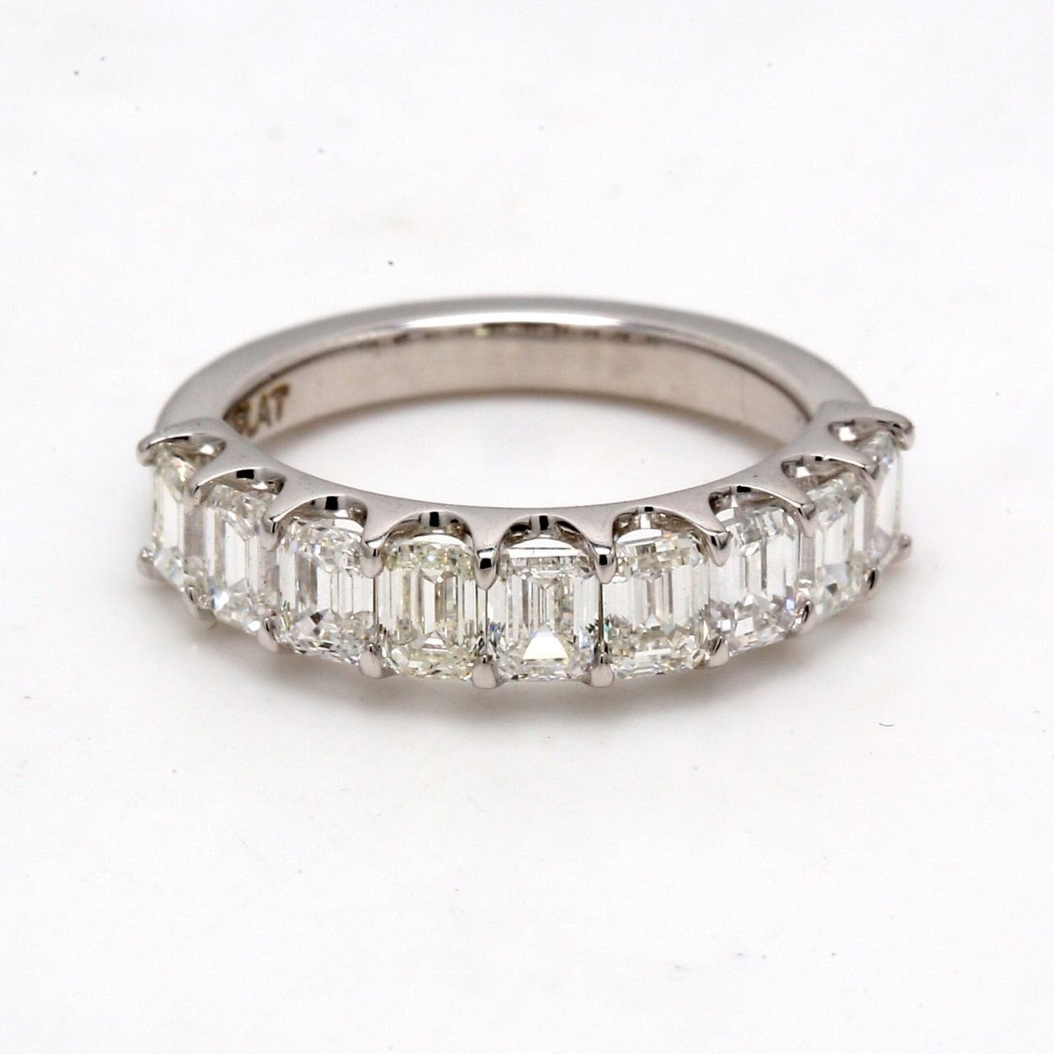 Ninacci Platinum 9-Stone Emerald Cut Diamond Band Ring - 1.79 Carat Total Diamond Weight - Size 4.5