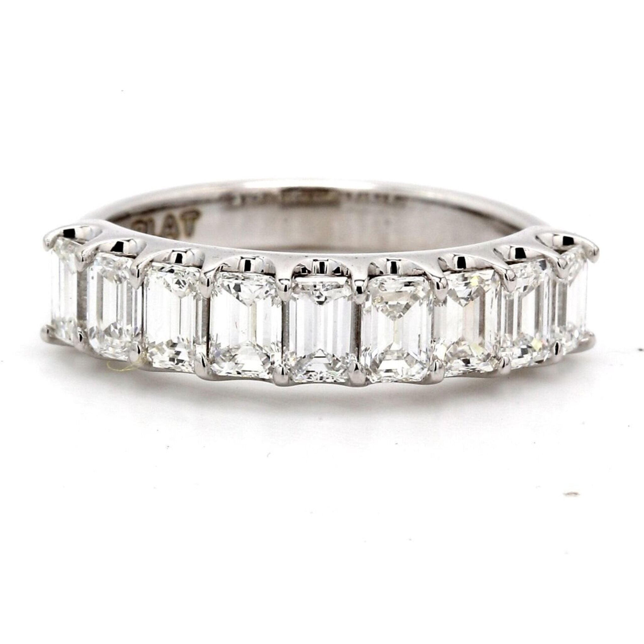 Ninacci Platinum 9-Stone Emerald-Cut Diamond Engagement Ring - Size 6.5