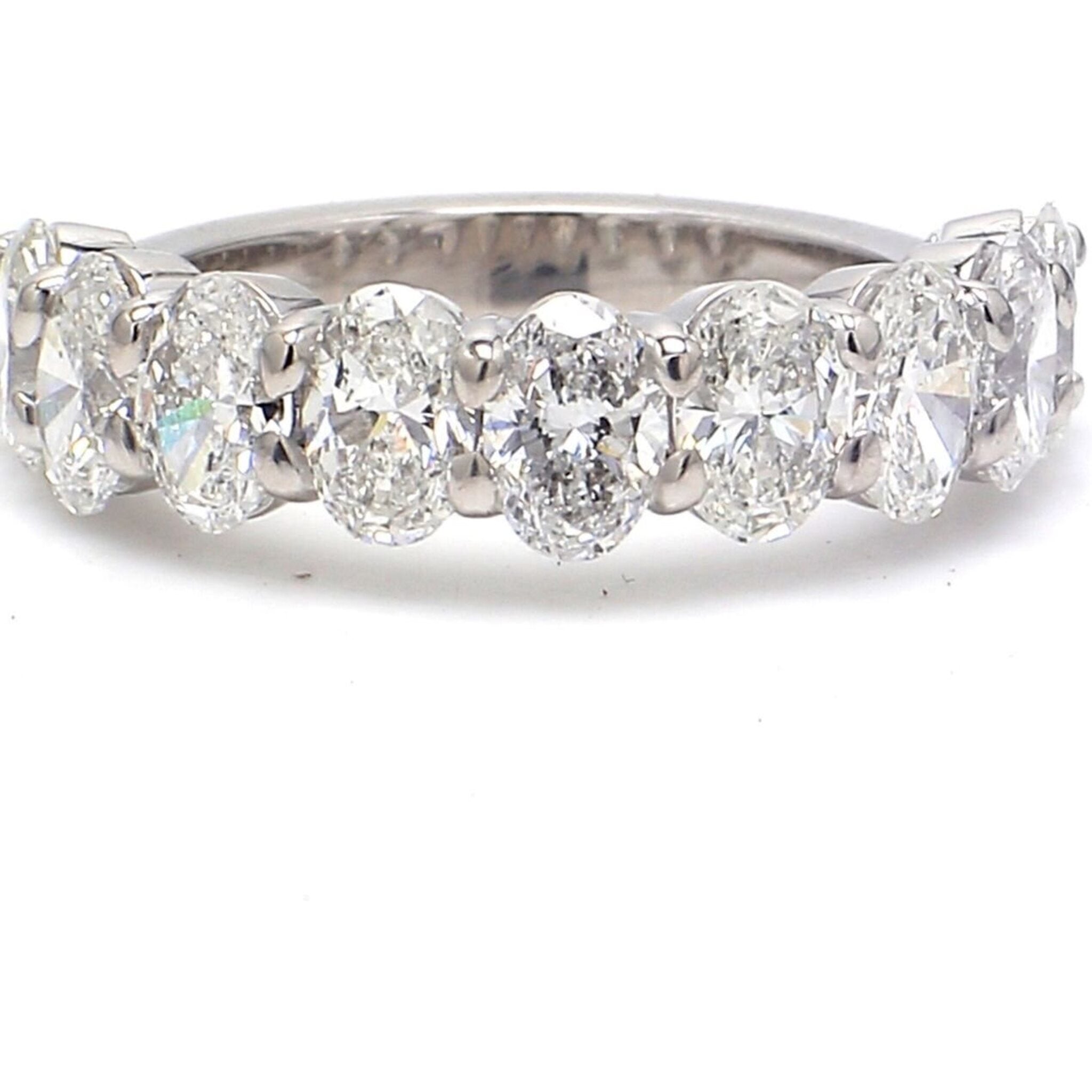Ninacci Platinum 9-Stone Oval Cut Diamond Band - 2.43 Carat Total Diamond Weight - Size 5.5