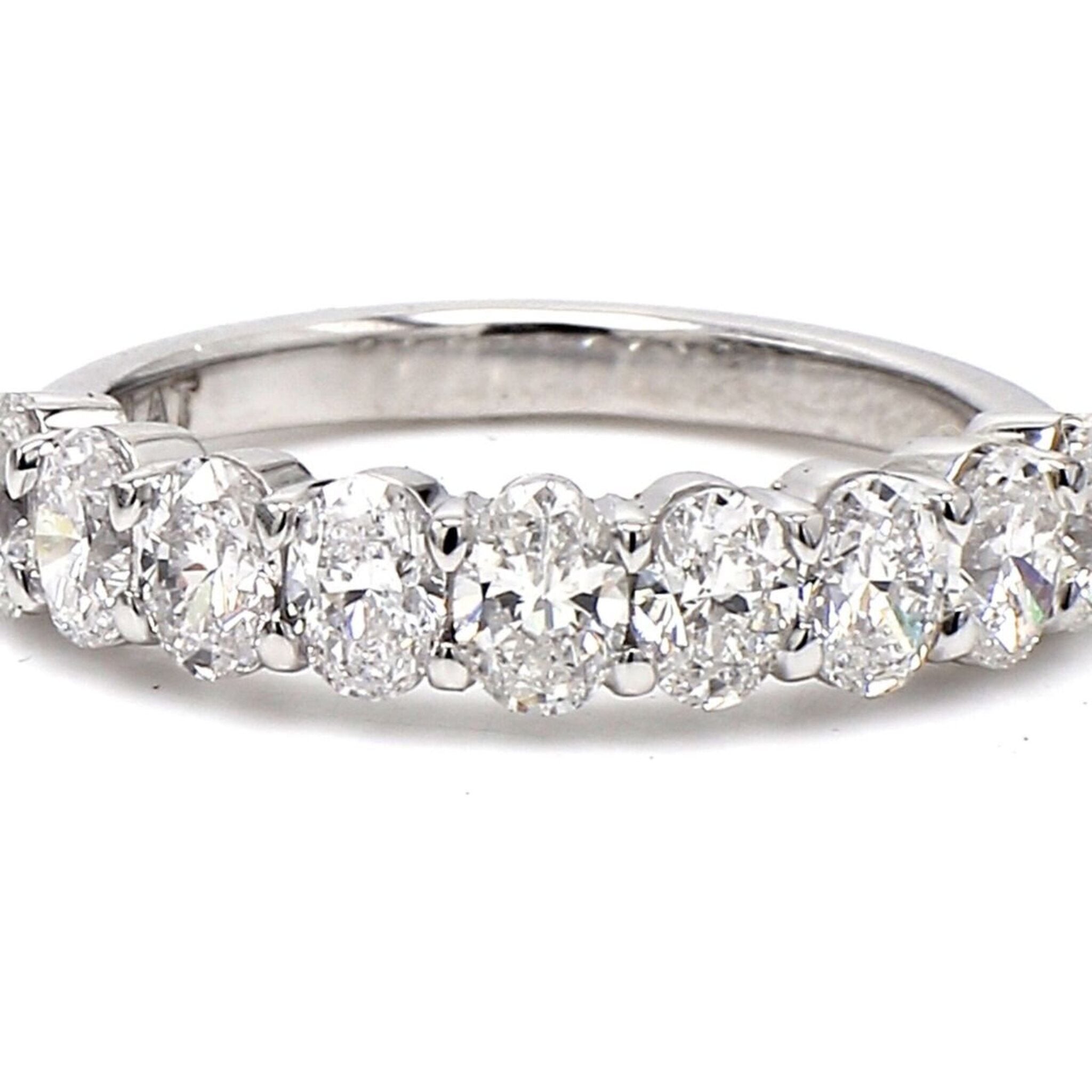 Ninacci Platinum 9-Stone Oval Cut Diamond Band Ring - 1.69 Carat Total Diamond Weight - Size 7.0
