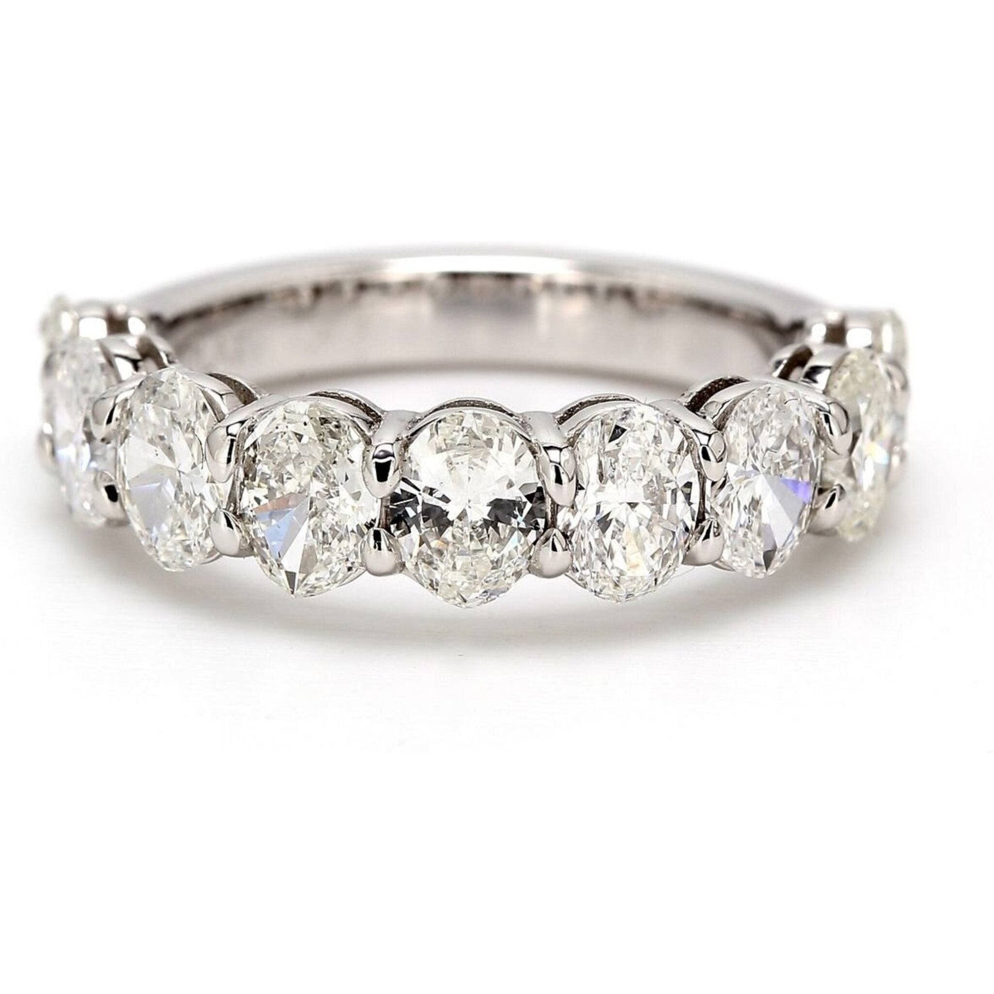 Ninacci Platinum 9-Stone Oval Cut Diamond Band Ring - 2.46 Carat Total Diamond Weight - Size 6