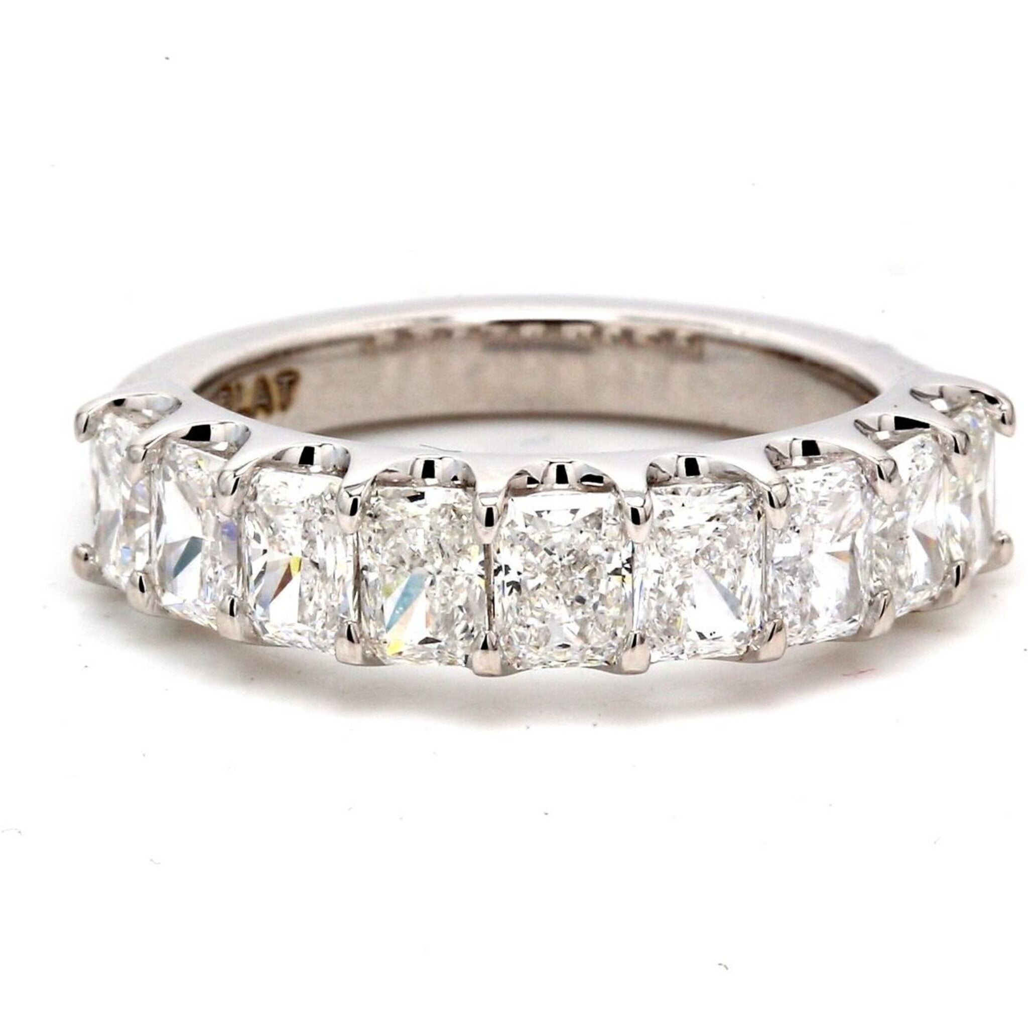 Ninacci Platinum 9-Stone Radiant Cut Diamond Band - 2.46 Carat Total Diamond Weight - Size 7.75