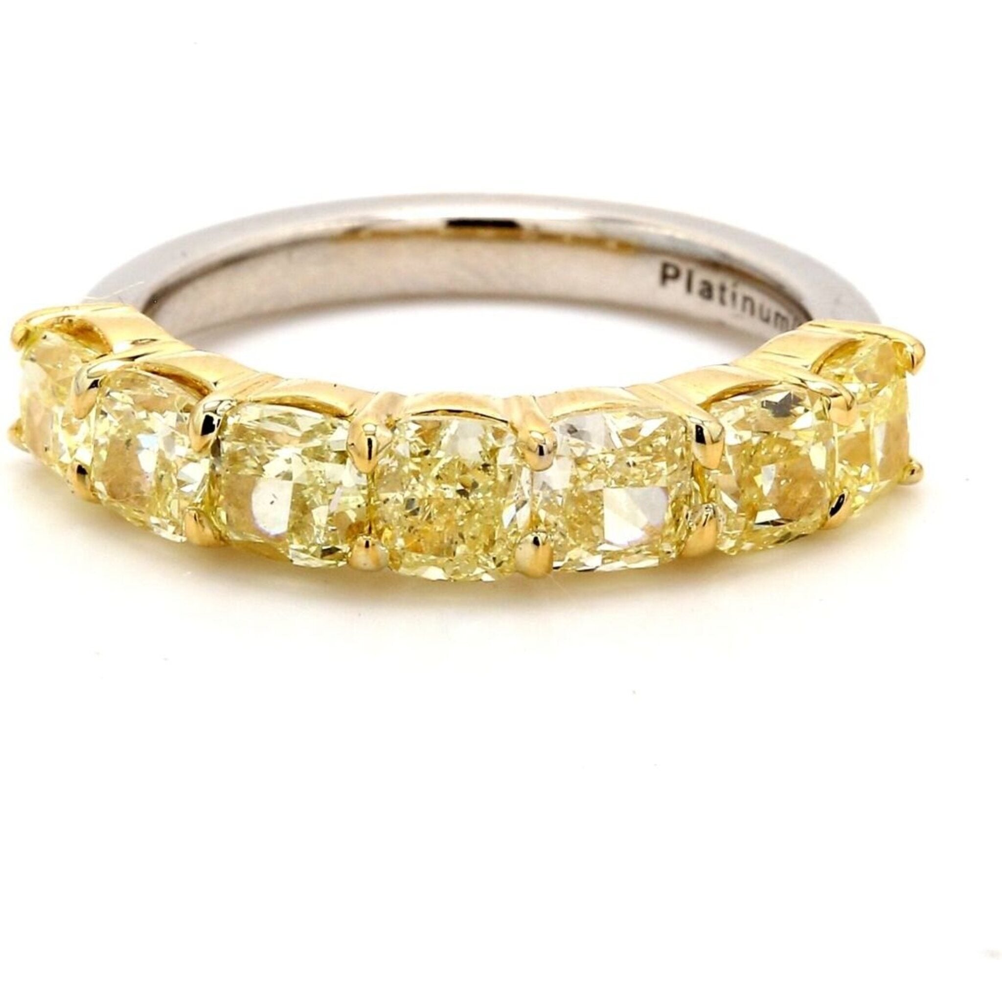 Ninacci Platinum & 18K Fancy Yellow Cushion-Cut Diamond 7-Stone Band - D2.53 Carat Total Diamond Weight - Size 6
