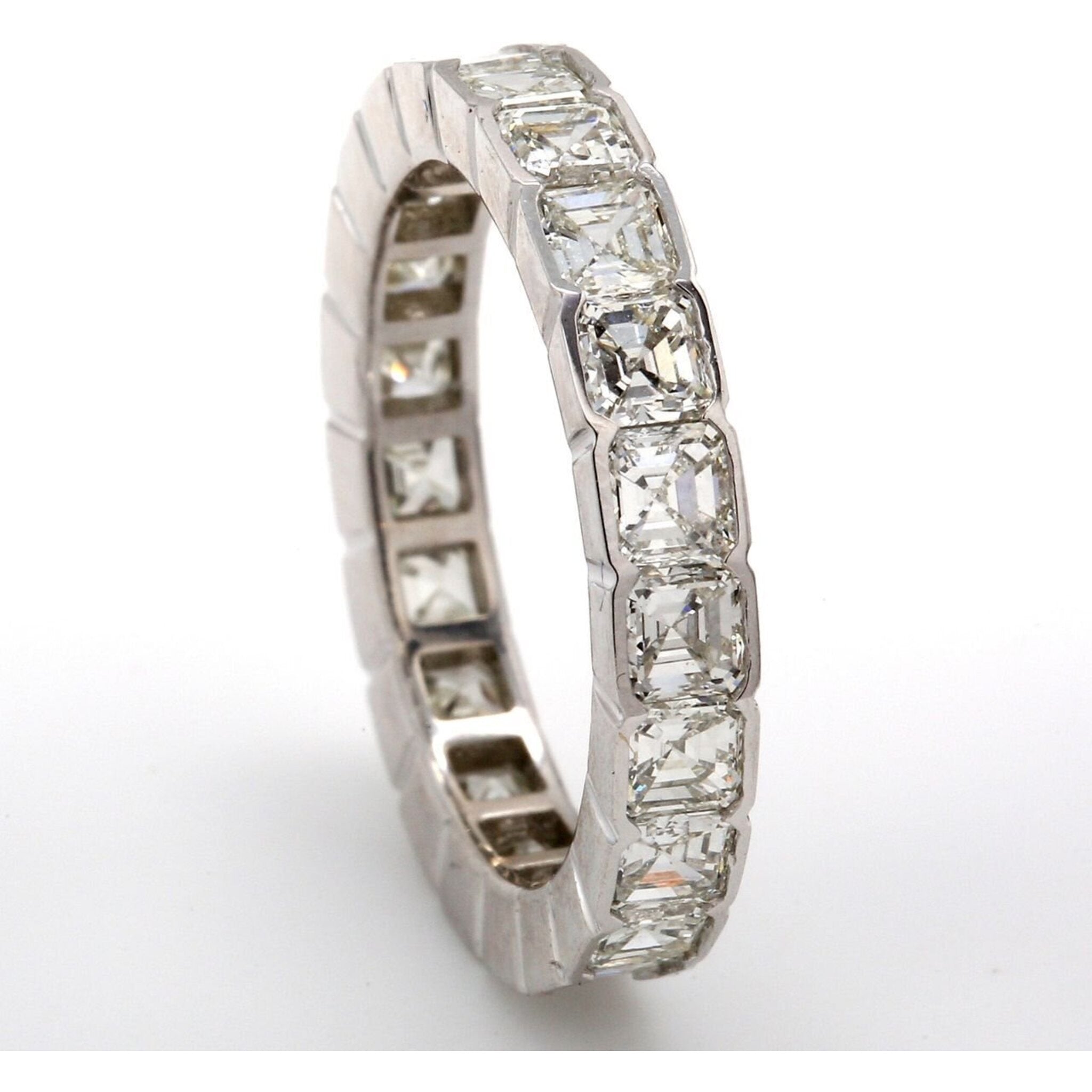 Ninacci Platinum Asscher Cut Diamond Eternity Band - 3.23 Carat Total Diamond Weight - Size 6.0