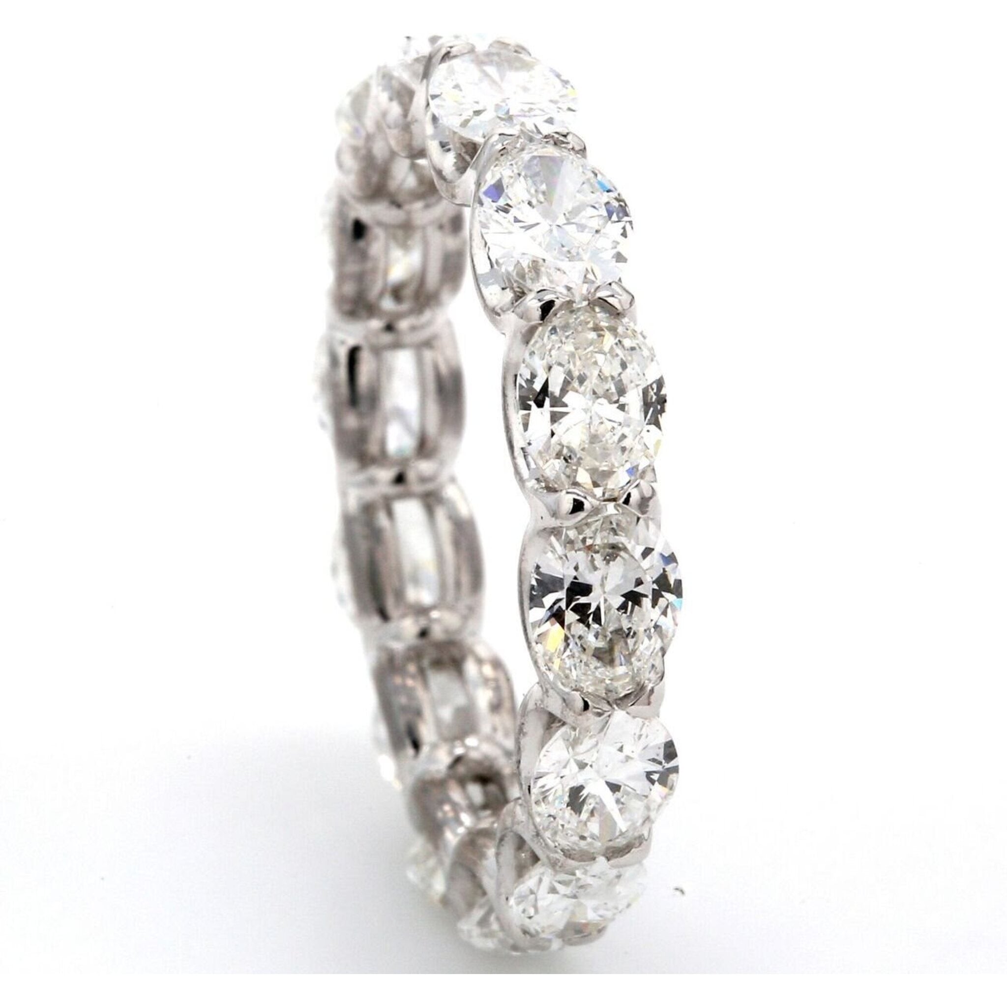 Ninacci Platinum East to West Style Eternity Band with 14 Oval Cut Diamonds - D3.55 Carat Total Diamond Weight - Size 6.0