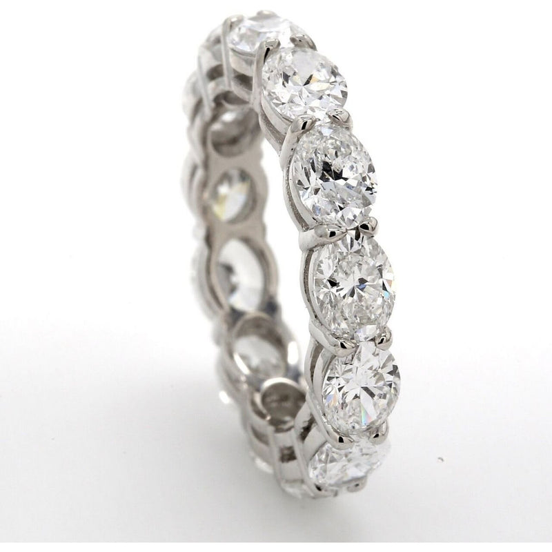 Ninacci Platinum East to West Style Eternity Band with 3.94 Carats Oval Diamonds - Size 5.0