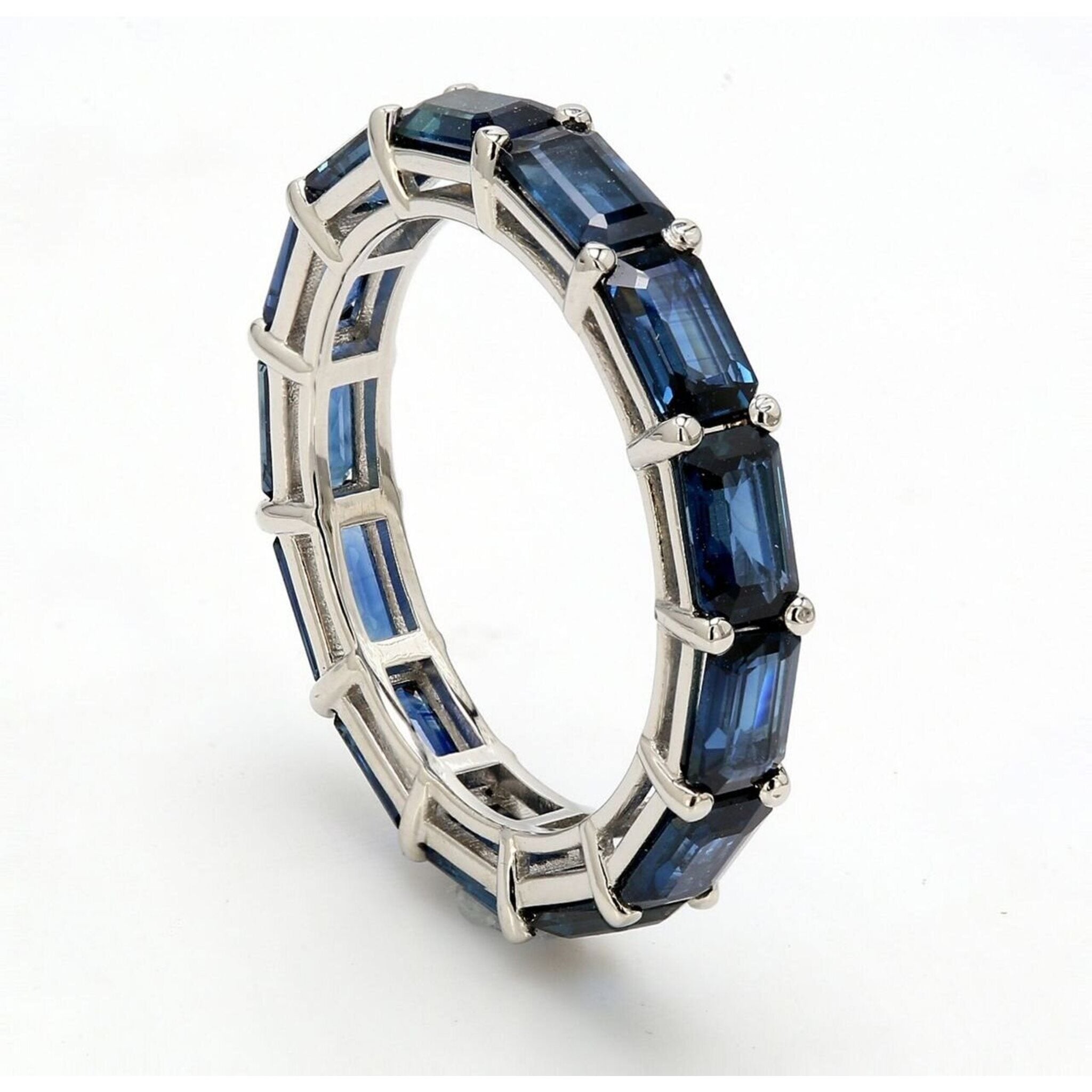 Ninacci Platinum Elegance 4.14 Carats Sapphire Eternity Band. - Size 6.5