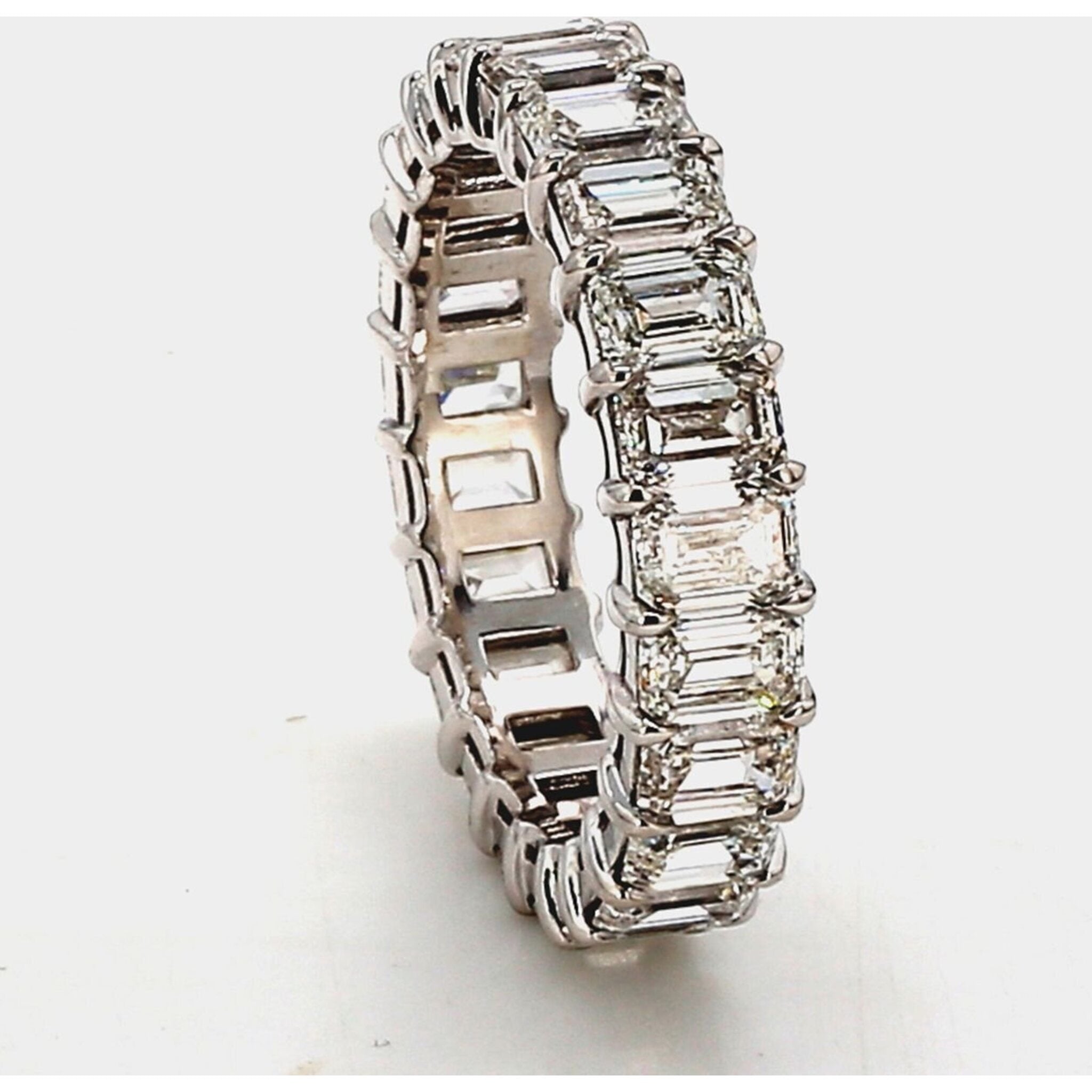 Ninacci Platinum Elegance 7.08 Carats Emerald-Cut Diamond Eternity Band - Size 8.5