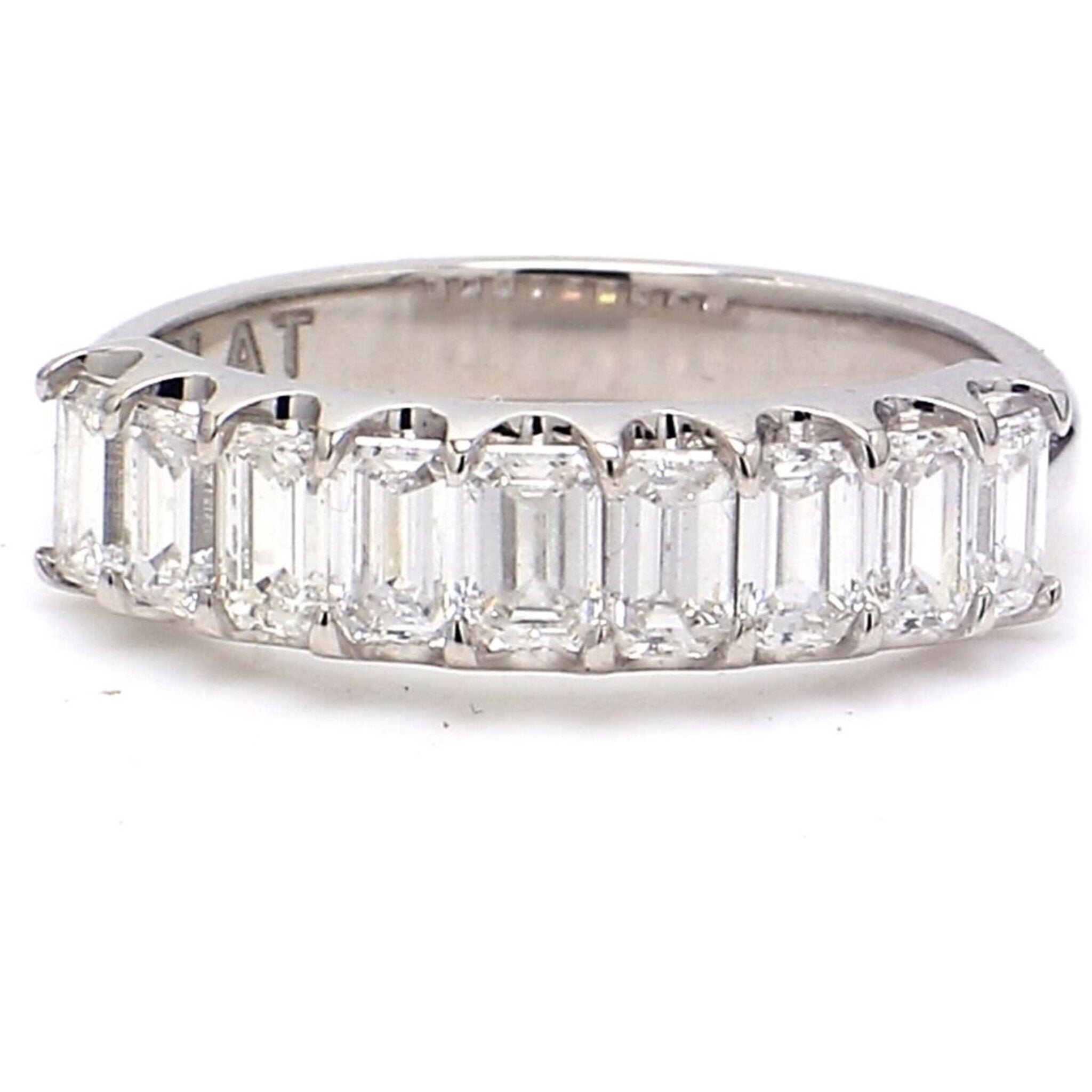 Ninacci Platinum Elegance 9-Stone Emerald Cut Diamond Band - 1.12 Carat Total Diamond Weight - Size 5.25