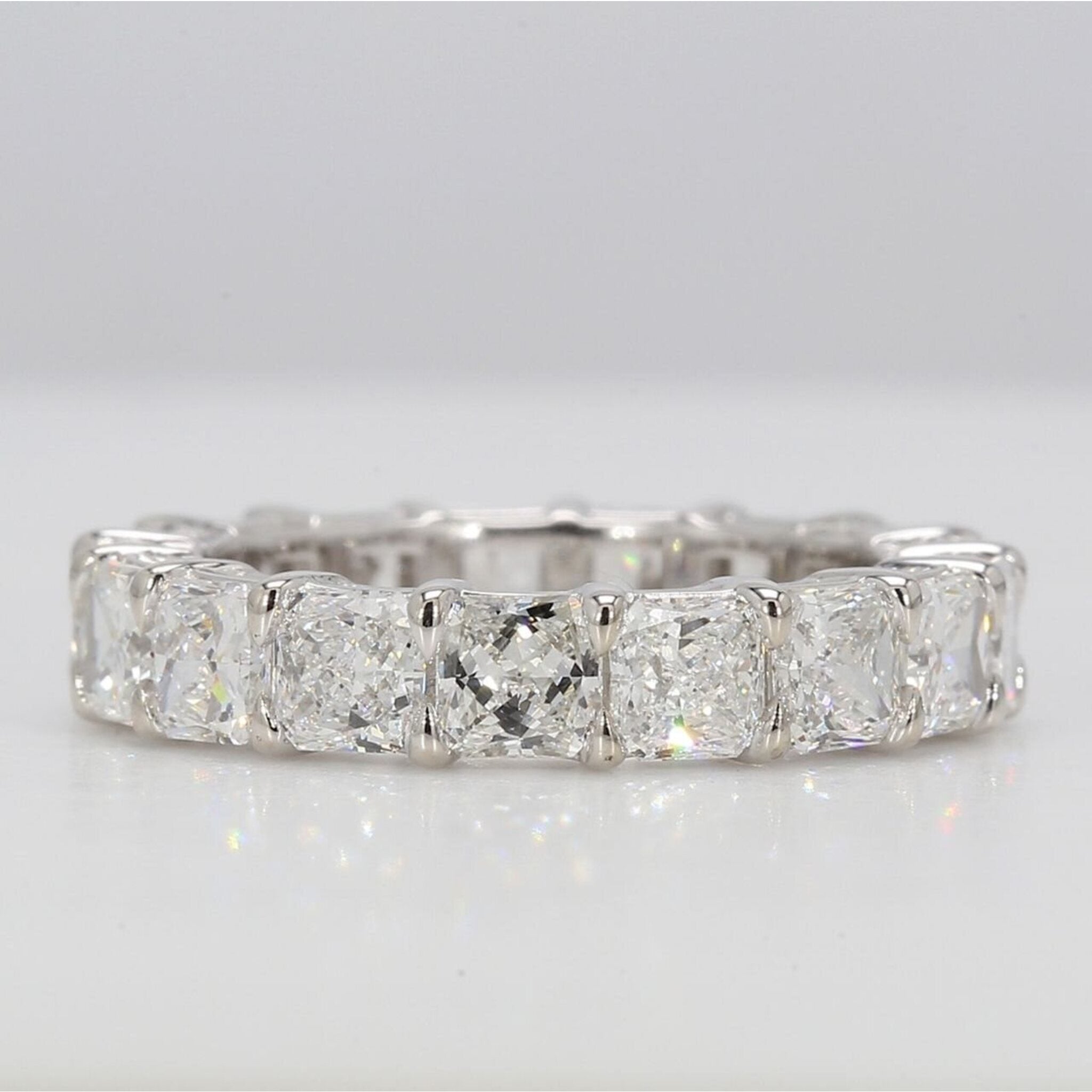 Ninacci Platinum Elegance Radiant Cut Diamond Eternity Band - 4.18 Carat Total Diamond Weight - Size 5.25