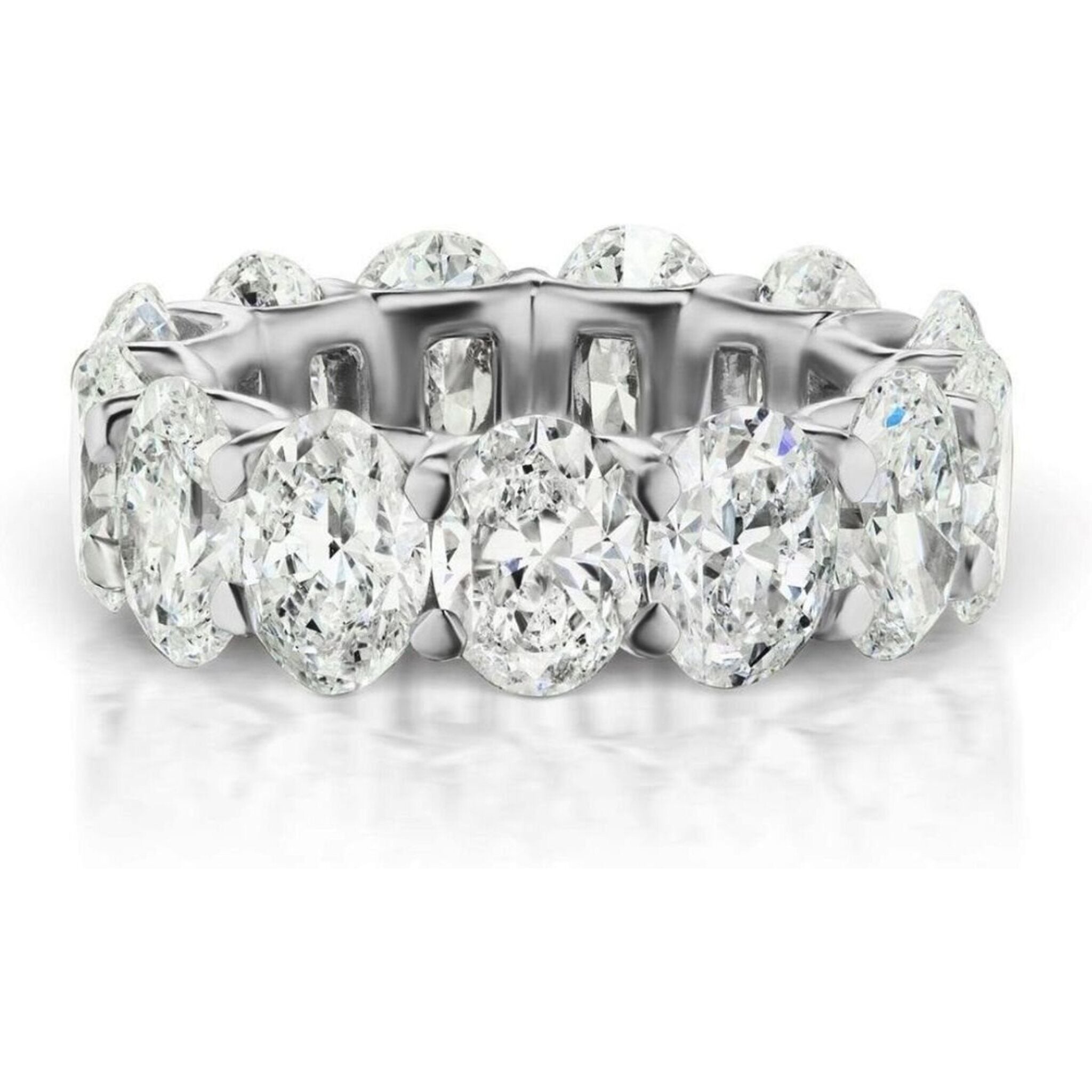 Ninacci Platinum Elegance: U-Prong Oval Diamond Eternity Band - 5.52 Carats - Size 7.25