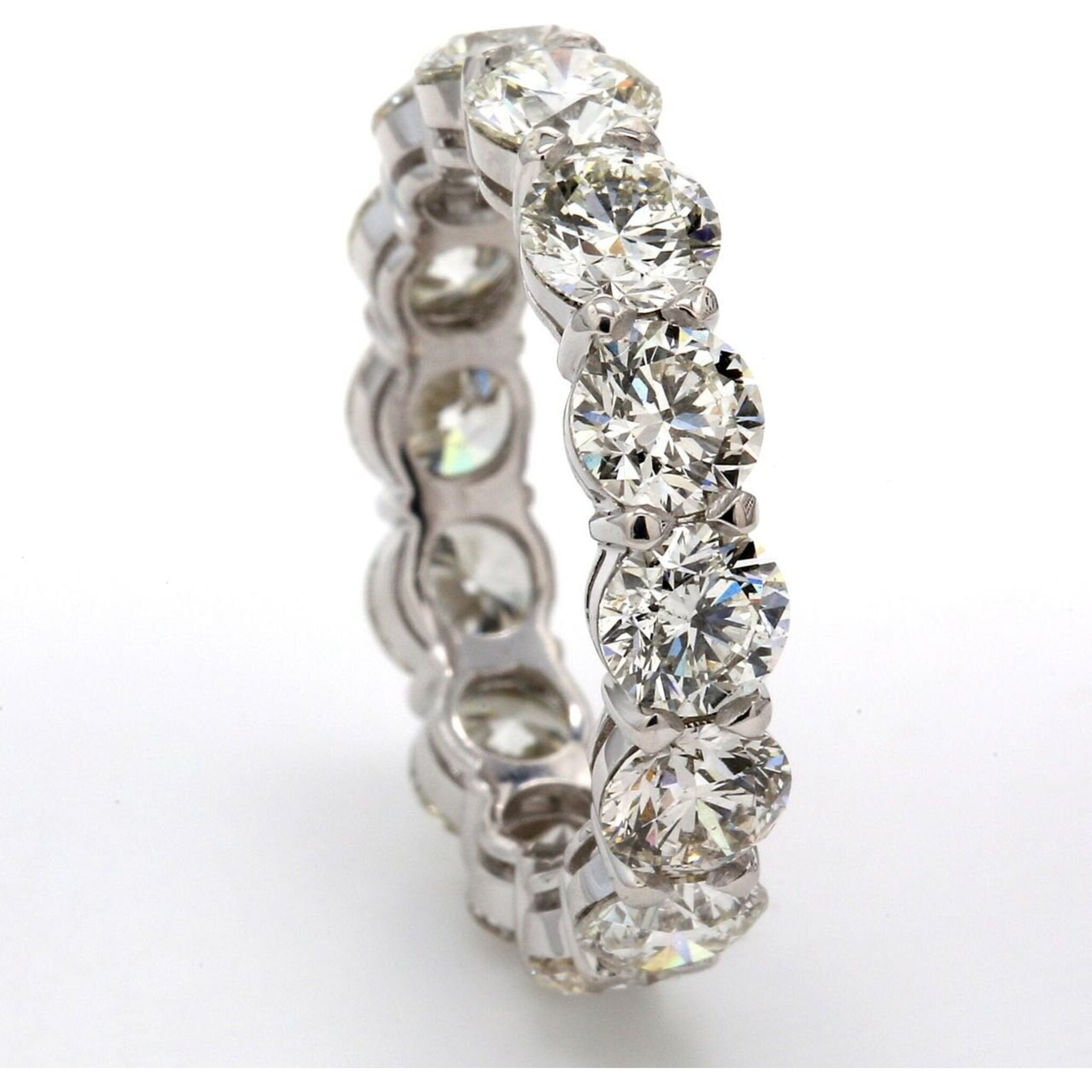 Ninacci Platinum Eternity Band - 5.61 Carats Round Diamond Celebration of Everlasting Love - Size 6.5