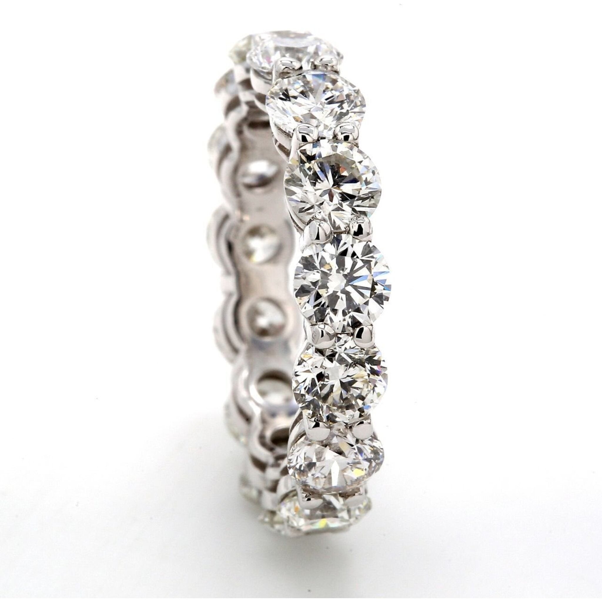 Ninacci Platinum Eternity Band with 15 Round Diamonds - 4.62 Carat Total Diamond Weight - Size 5.25