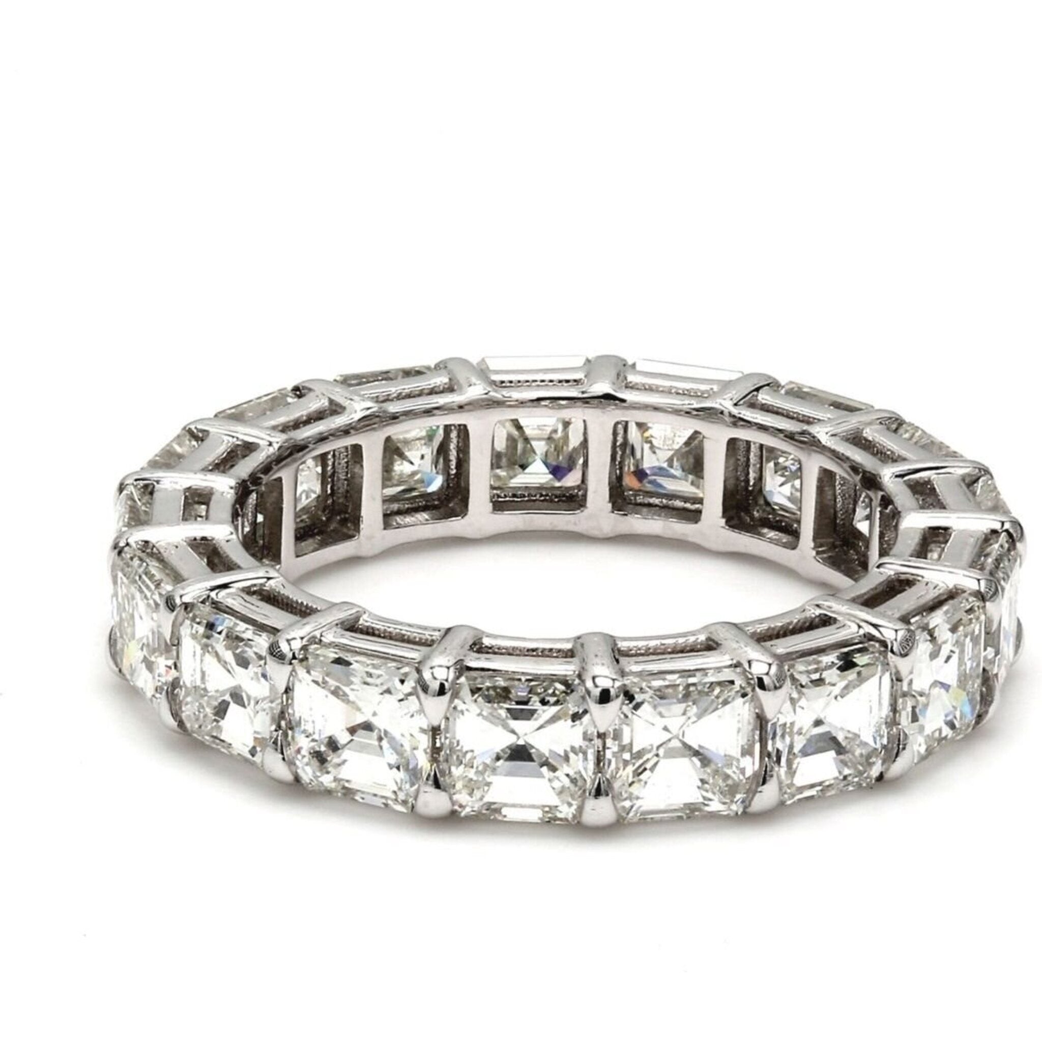 Ninacci Platinum Eternity Band with (18) Asscher Cut Diamonds - D5.69 Carat Total Diamond Weight - Size 6.25