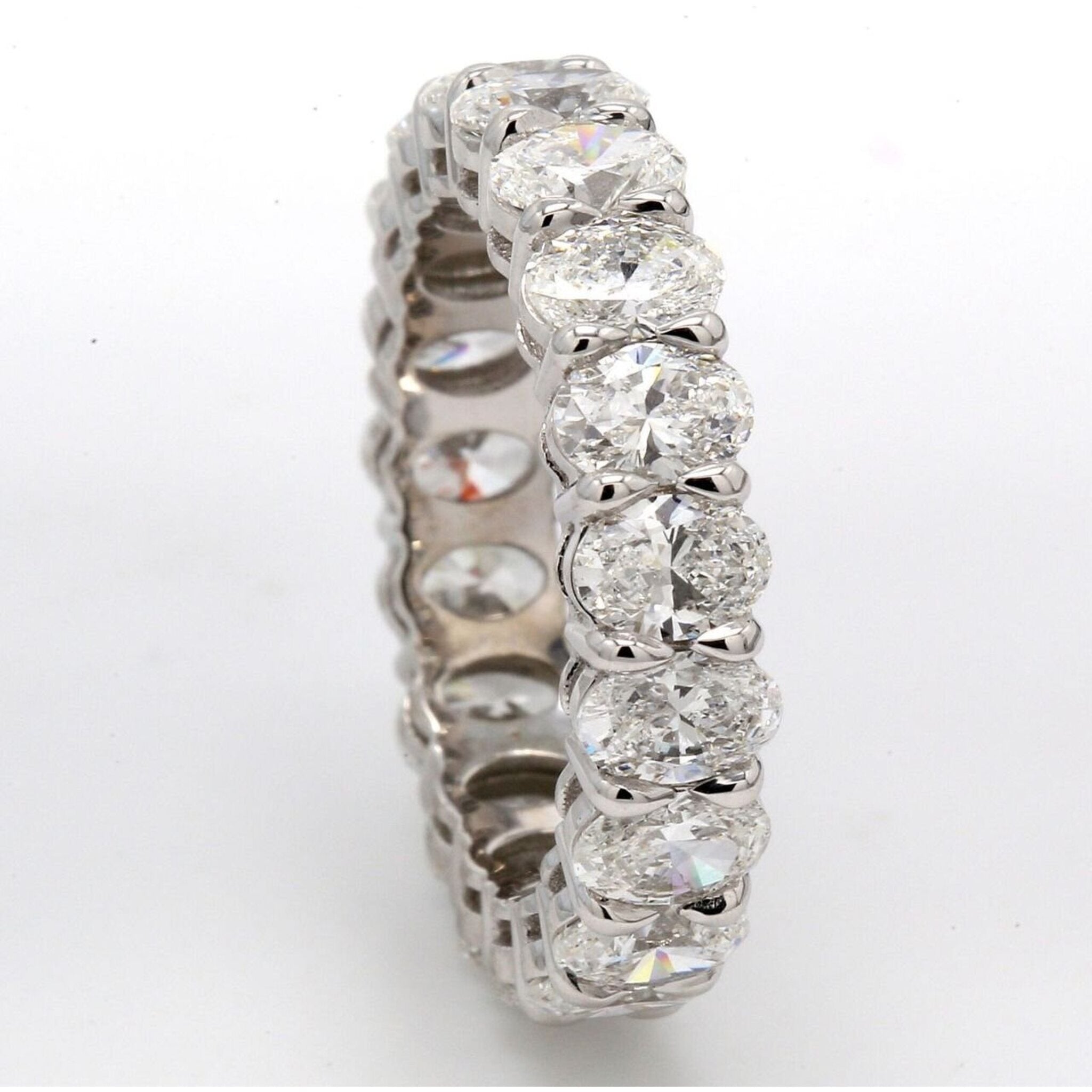 Ninacci Platinum Eternity Band with 19 Oval Diamonds - 4.70 Carat Total Diamond Weight - Size 6.75
