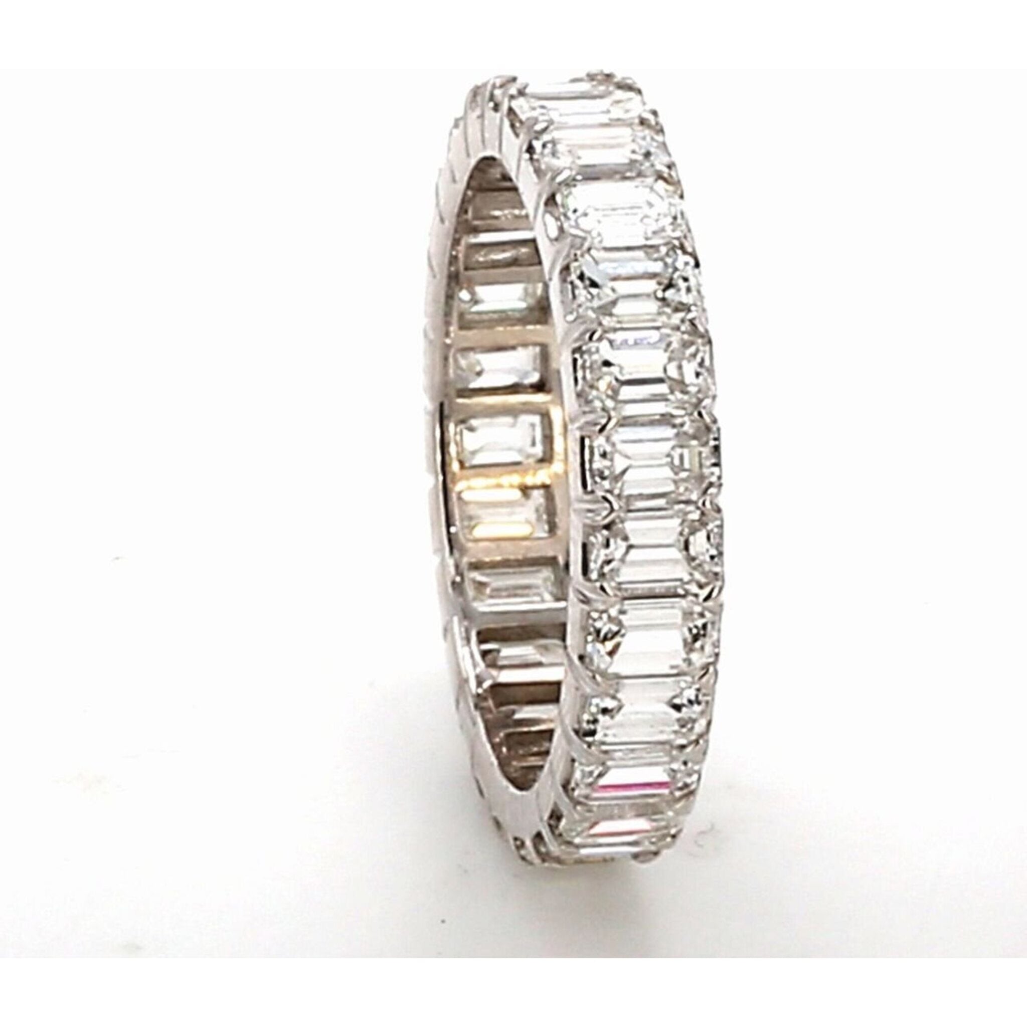 Ninacci Platinum Eternity Band with 2.41 Carats Emerald Cut Diamonds - Size 6