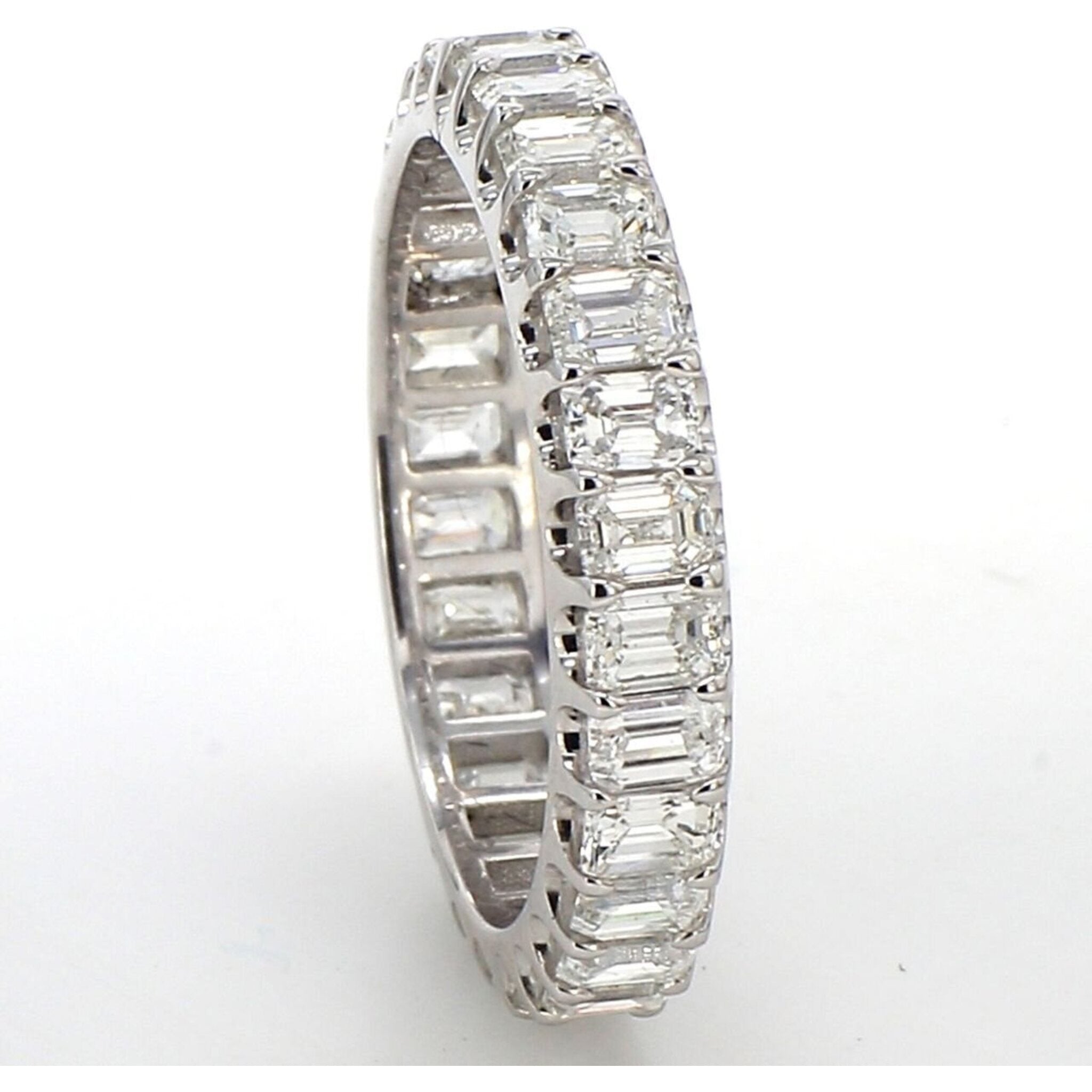 Ninacci Platinum Eternity Band with 2.81 Carats Emerald Cut Diamonds - Size 6.5