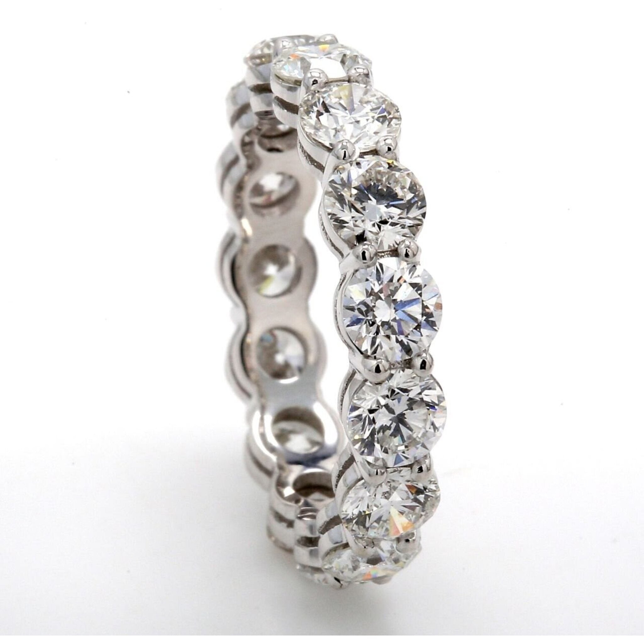 Ninacci Platinum Eternity Band with 2.99 Carats Round Diamonds - A Symbol of Endless Love - Size 4.0