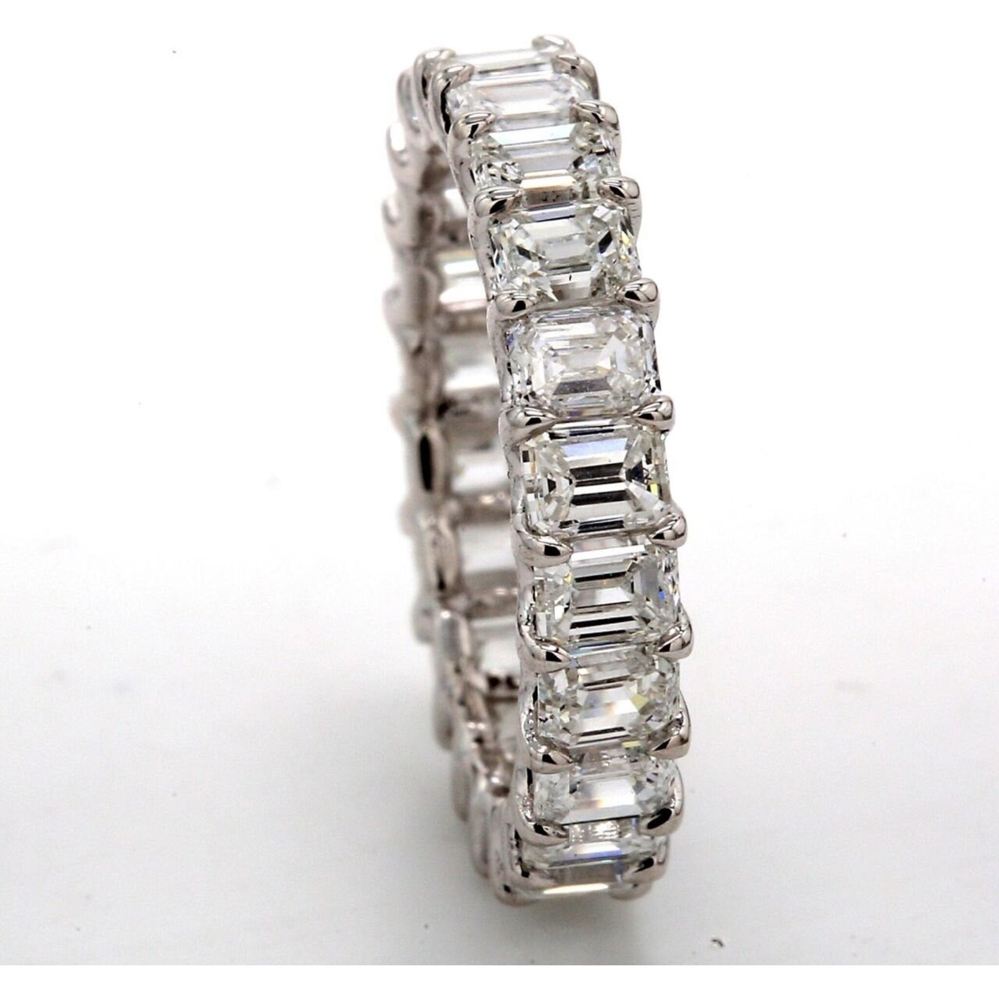 Ninacci Platinum Eternity Band with (22) Emerald Cut Diamonds - 3.63 Carat Total Diamond Weight - Size 4.5