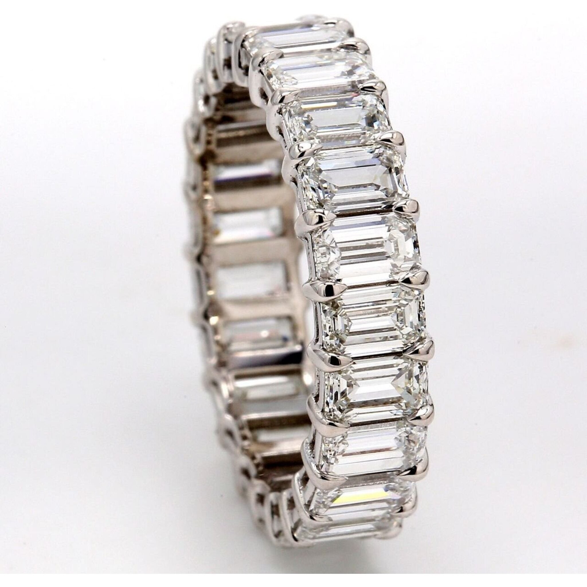 Ninacci Platinum Eternity Band with 23 Emerald Cut Diamonds - 5.22 Carat Total Diamond Weight - Size 7.0