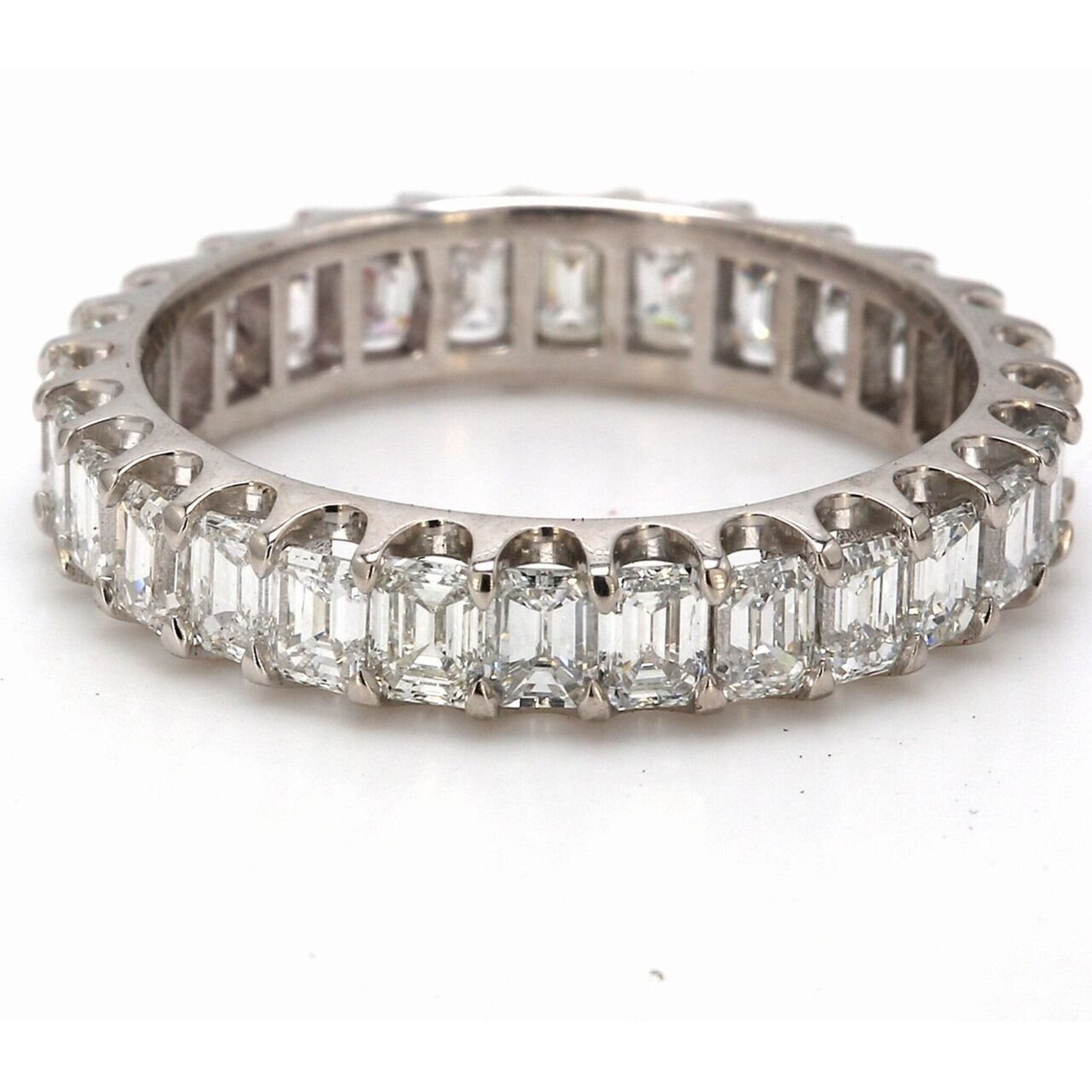 Ninacci Platinum Eternity Band with 3.14 Carats Emerald Cut Diamonds - Size 7.0