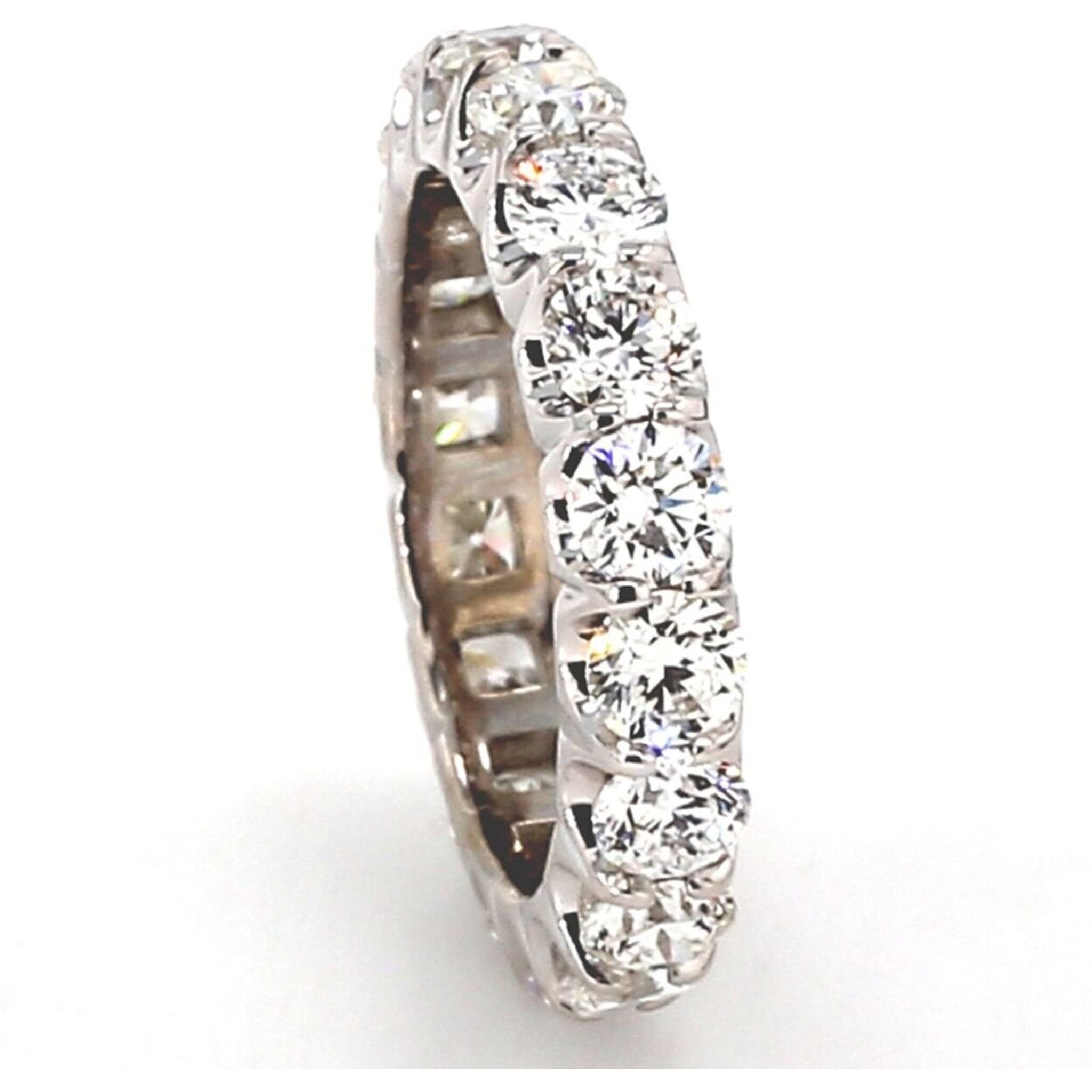 Ninacci Platinum Eternity Band with 3.32 Carats Round Diamonds - Size 5.75