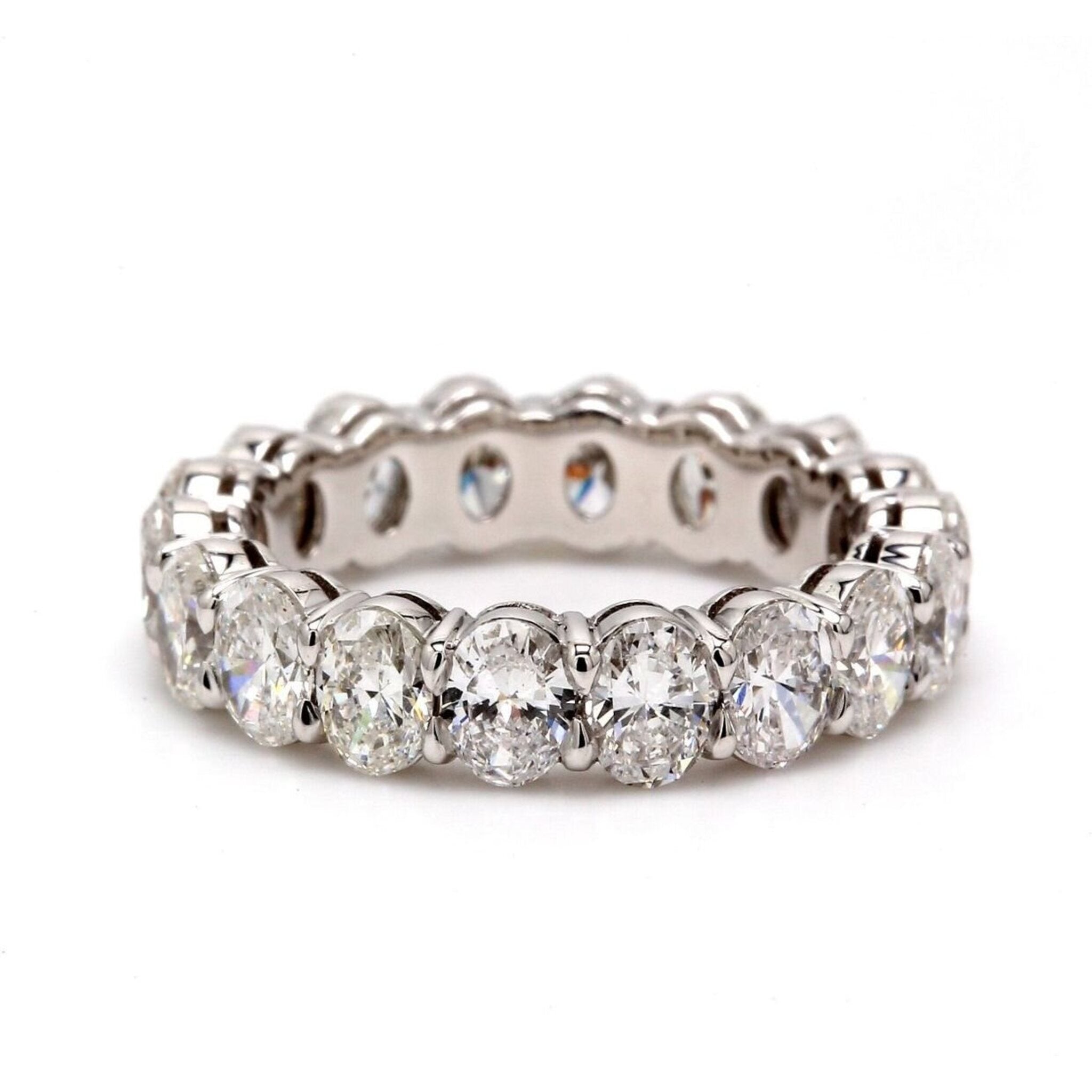 Ninacci Platinum Eternity Band with 3.38 Carats Oval Diamonds - Size 5.5