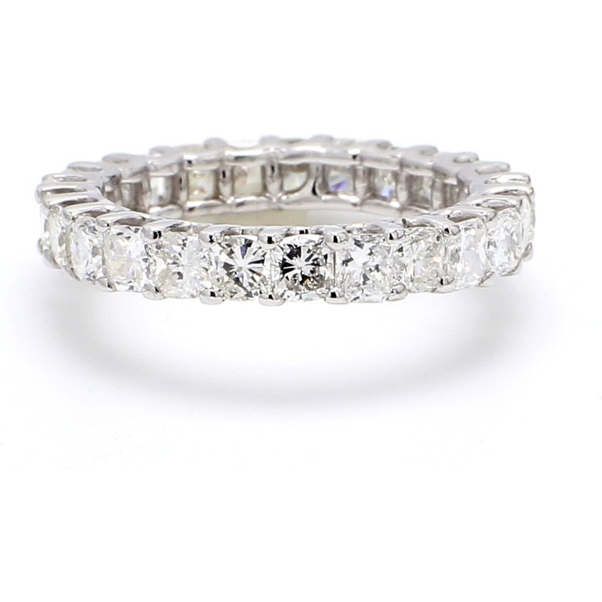 Ninacci Platinum Eternity Band with 3.50 Carats Cushion Cut Diamonds - Size 5.25
