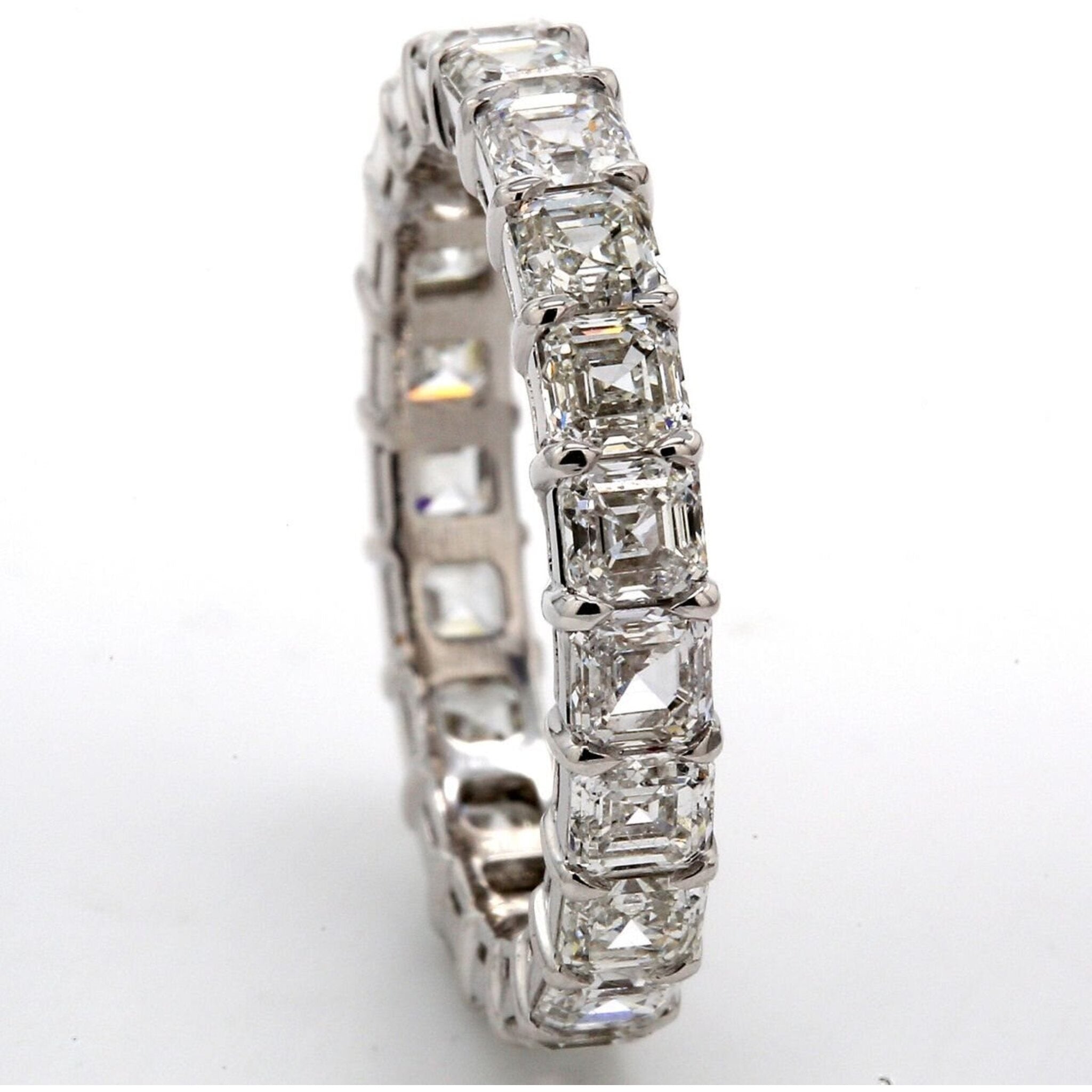 Ninacci Platinum Eternity Band with 3.98 Carats Asscher-cut Diamonds - Size 7.0