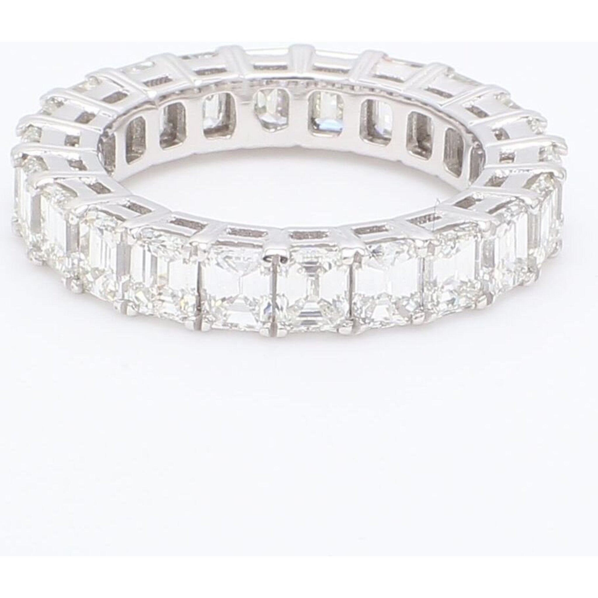Ninacci Platinum Eternity Band with 4.51 Carats Emerald Cut Diamonds - Size 4.0