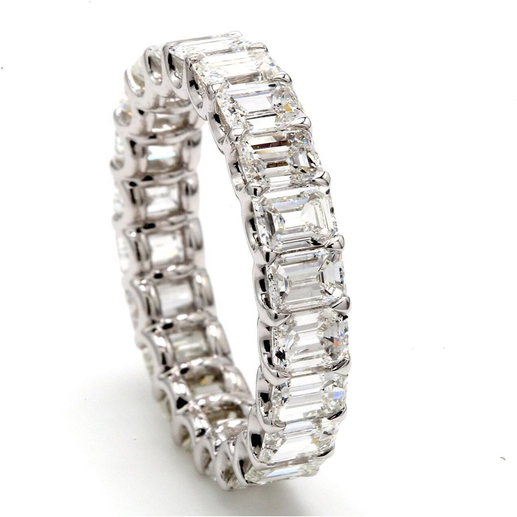 Ninacci Platinum Eternity Band with 4.53 Carats F-G/VS Emerald Cut Diamonds - Symbol of Eternal Love - Size 6.0