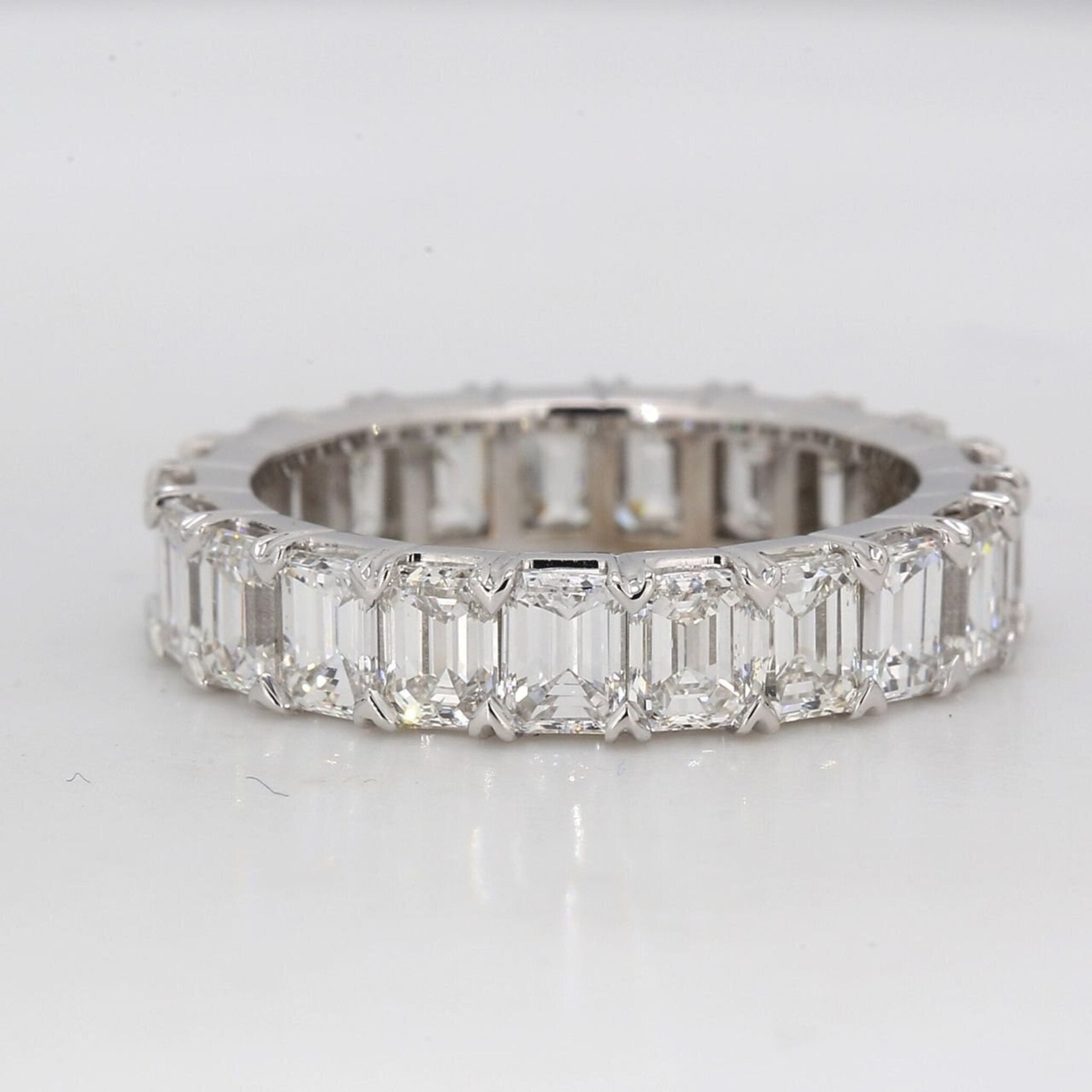 Ninacci Platinum Eternity Band with 4.90 Carats Emerald-Cut Diamonds - Size 5.5