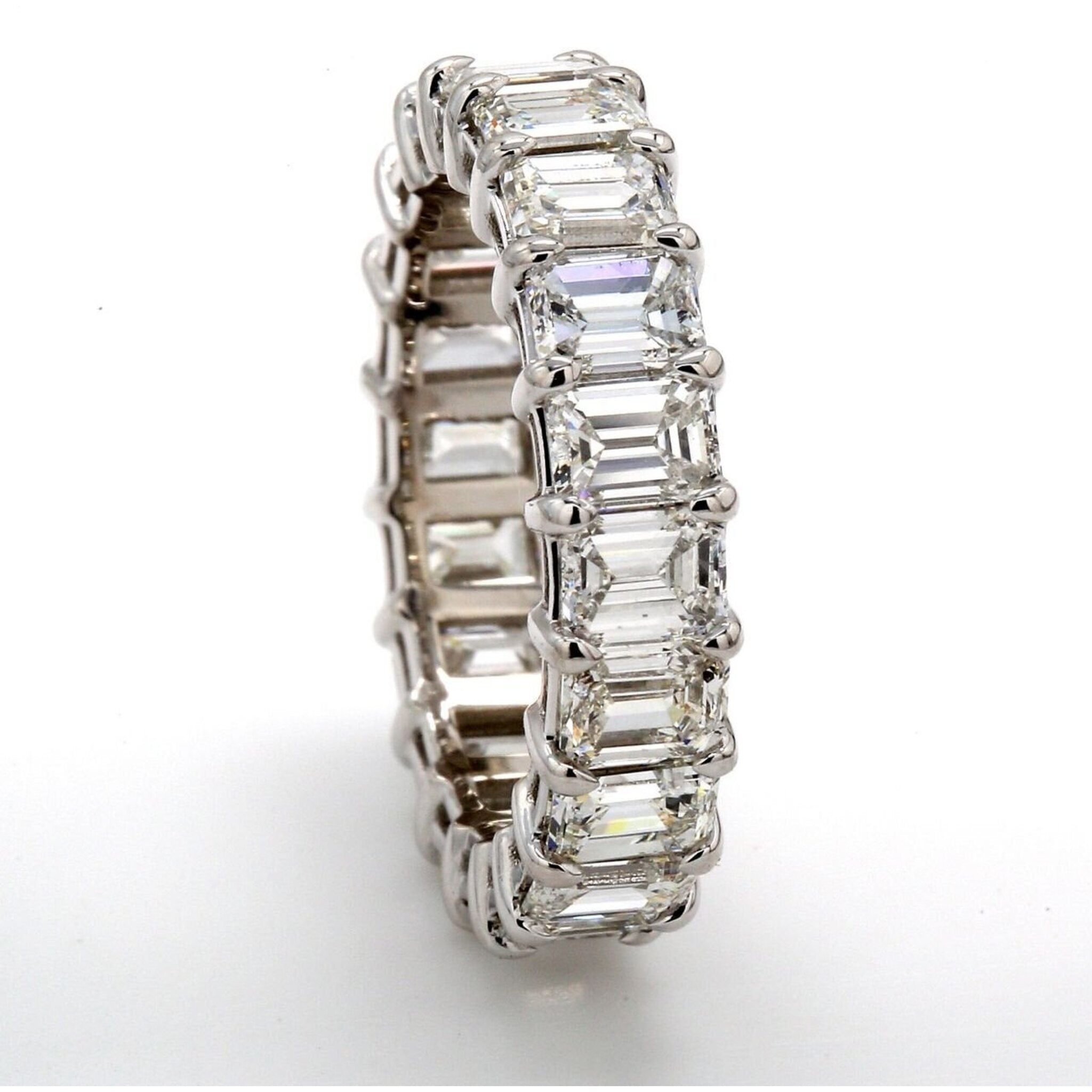 Ninacci Platinum Eternity Band with 5.04 Carats Emerald Cut Diamonds - Size 5.5