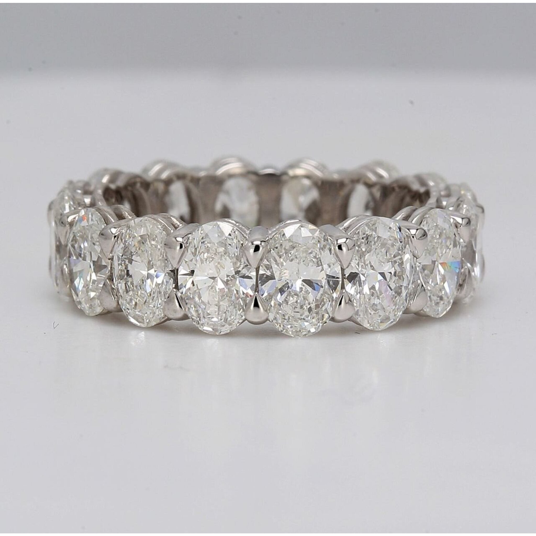 Ninacci Platinum Eternity Band with 5.05 Carats Oval Diamonds in - Size 5.5