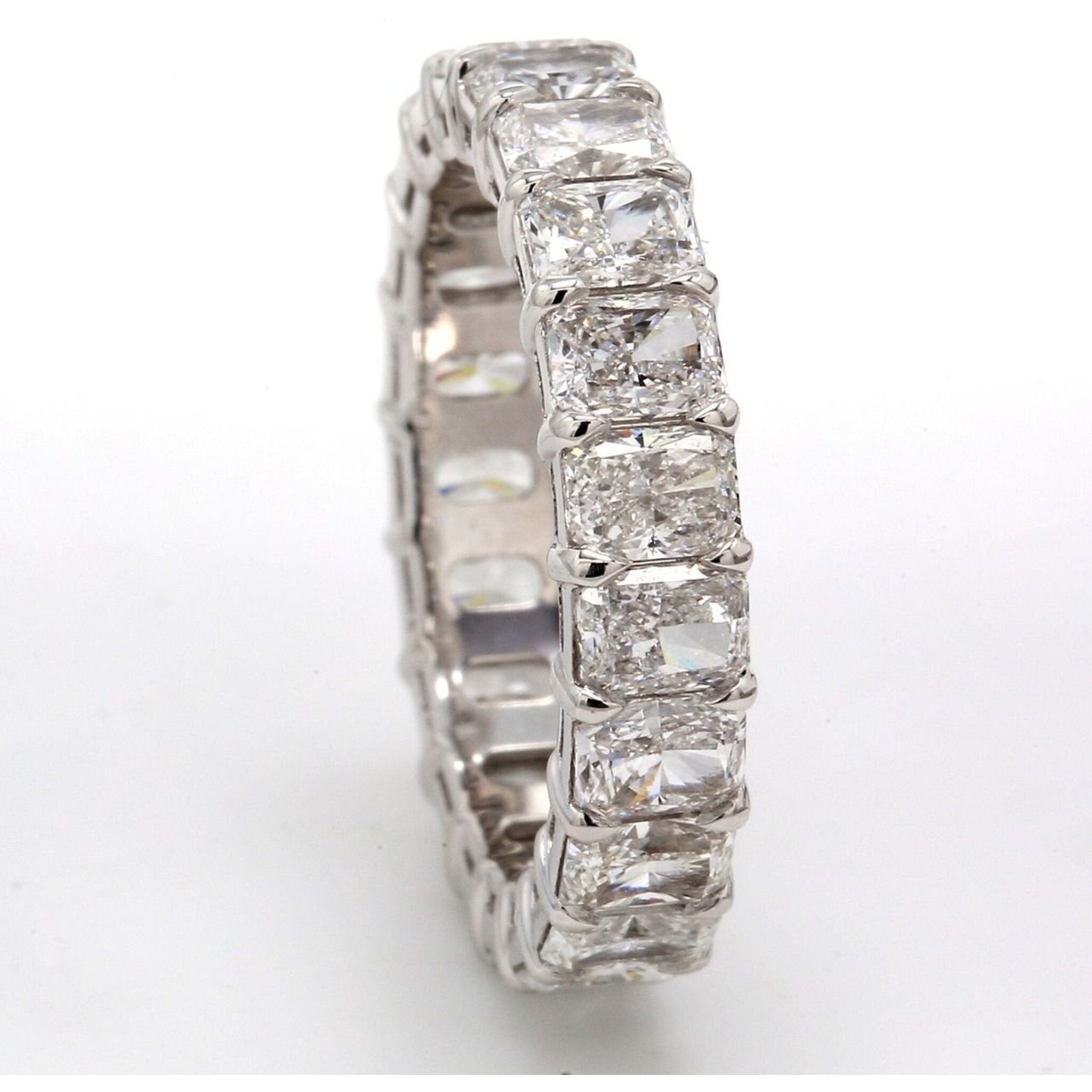 Ninacci Platinum Eternity Band with 5.08 Carats Radiant-Cut Diamonds - Size 7