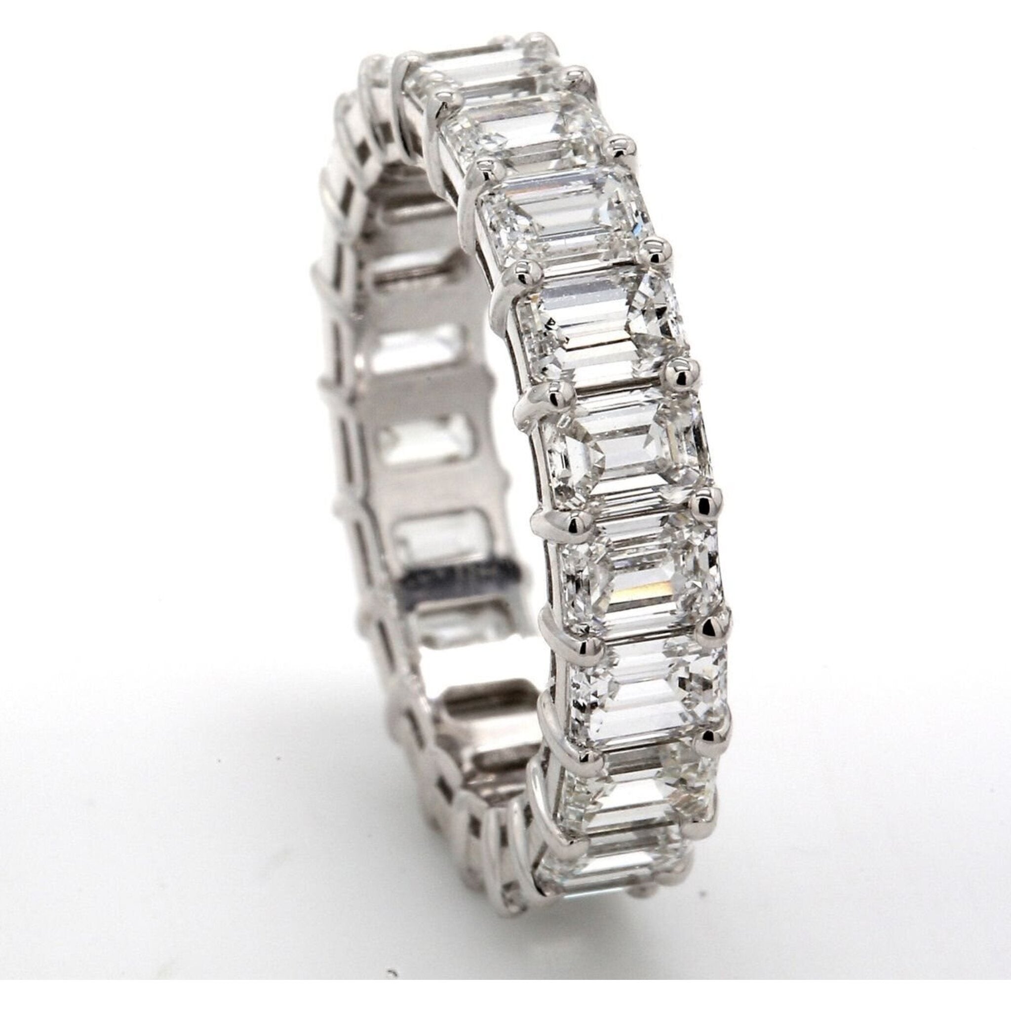 Ninacci Platinum Eternity Band with 5.13 Carats Emerald Cut Diamonds - Size 6.5