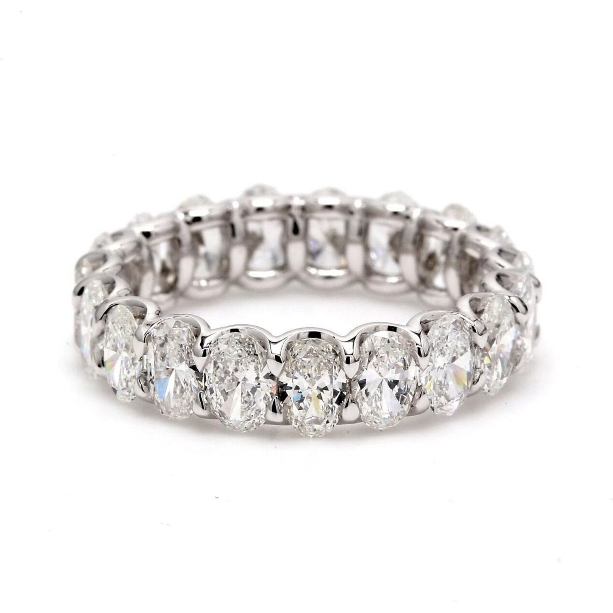 Ninacci Platinum Eternity Band with 5.34 Carats Oval Diamonds - Size 6.5