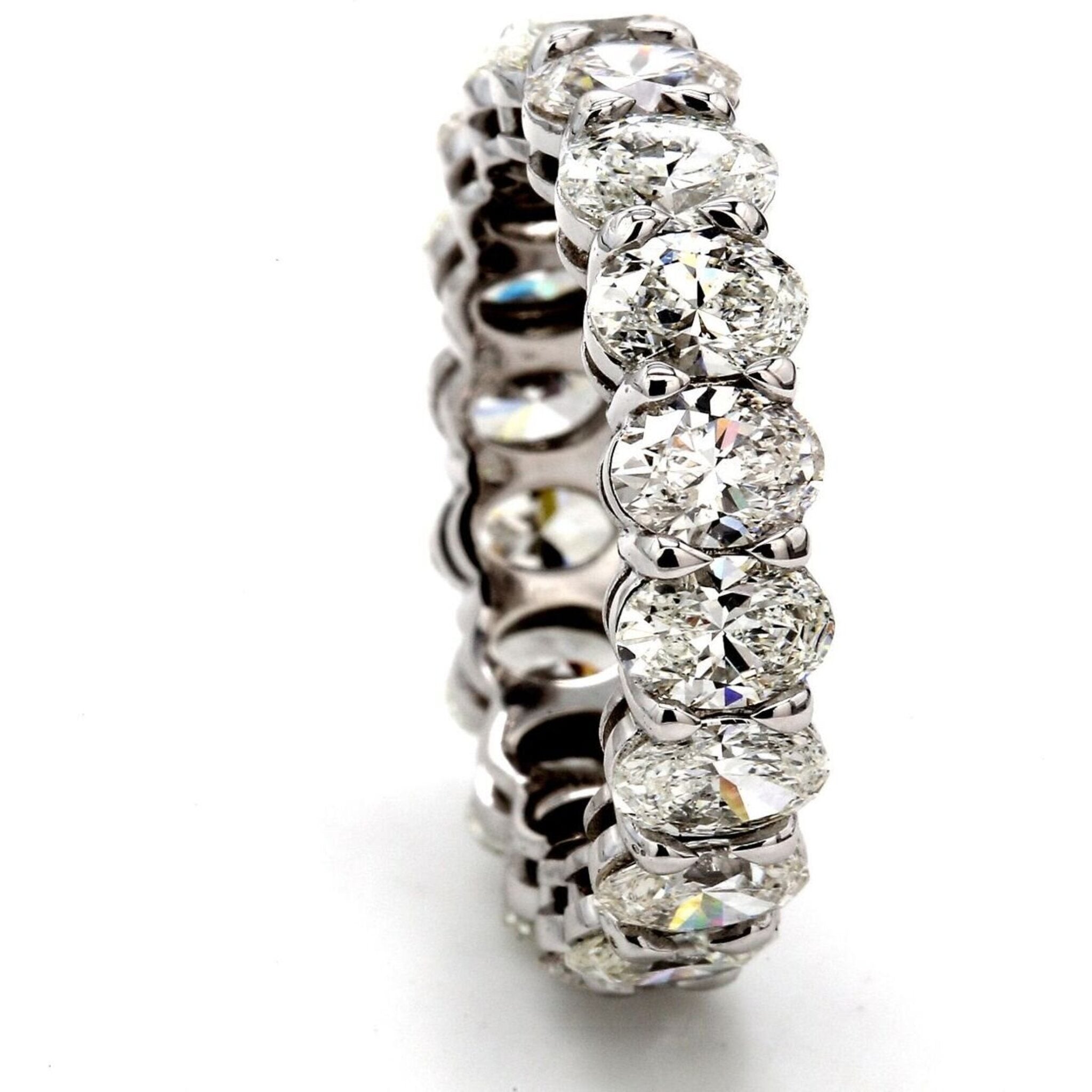 Ninacci Platinum Eternity Band with 5.64 Carats Oval Diamonds - A Timeless Symbol of Love - Size 7.0