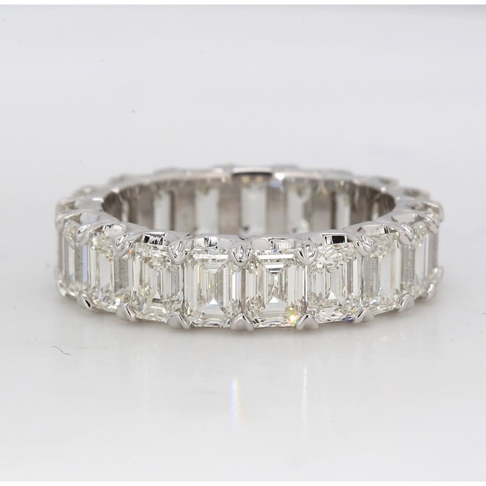 Ninacci Platinum Eternity Band with 5.75 Carats Emerald Cut Diamonds - Size 5.25
